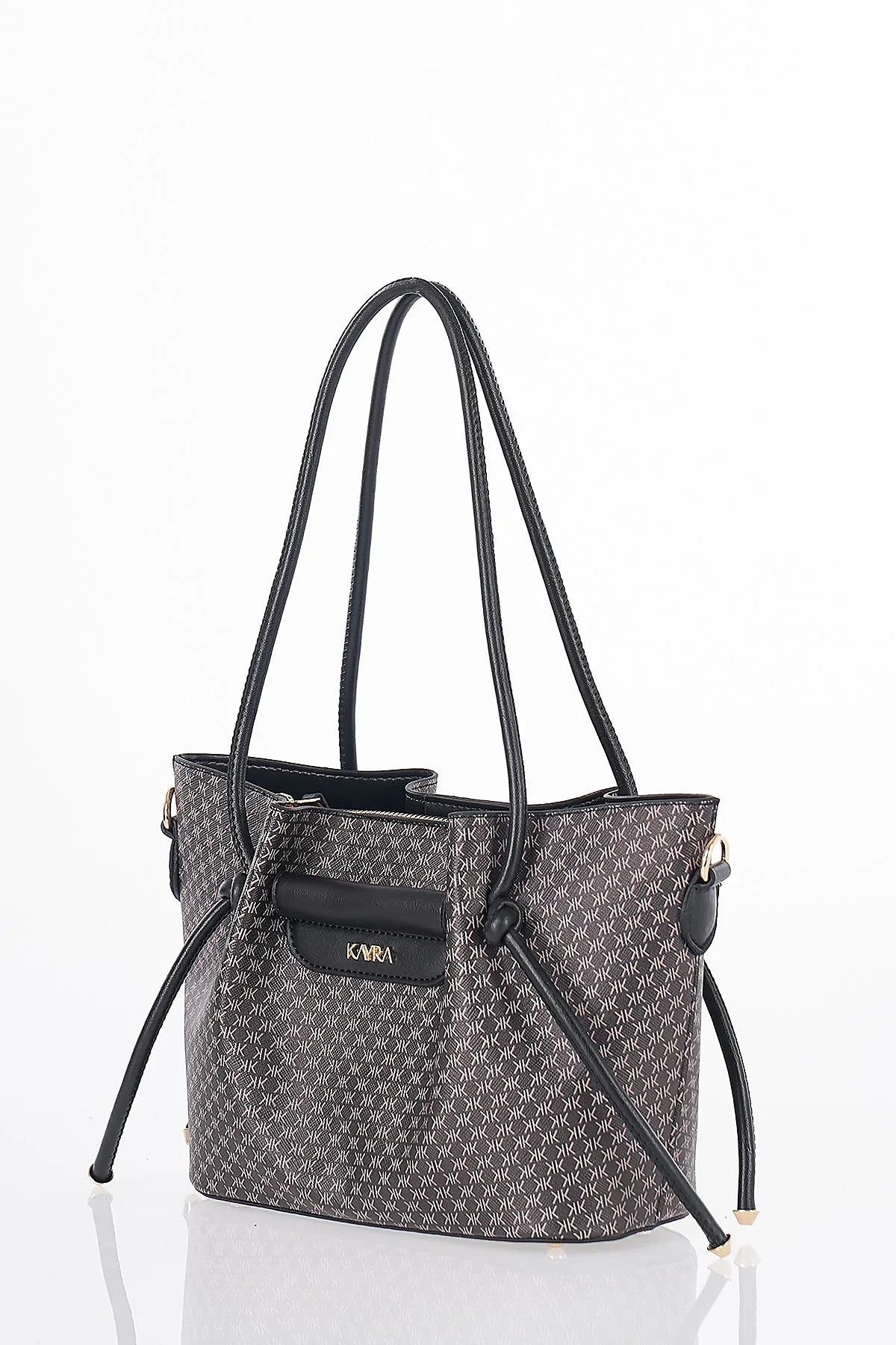 Gathered Detail Shoulder Bag Black