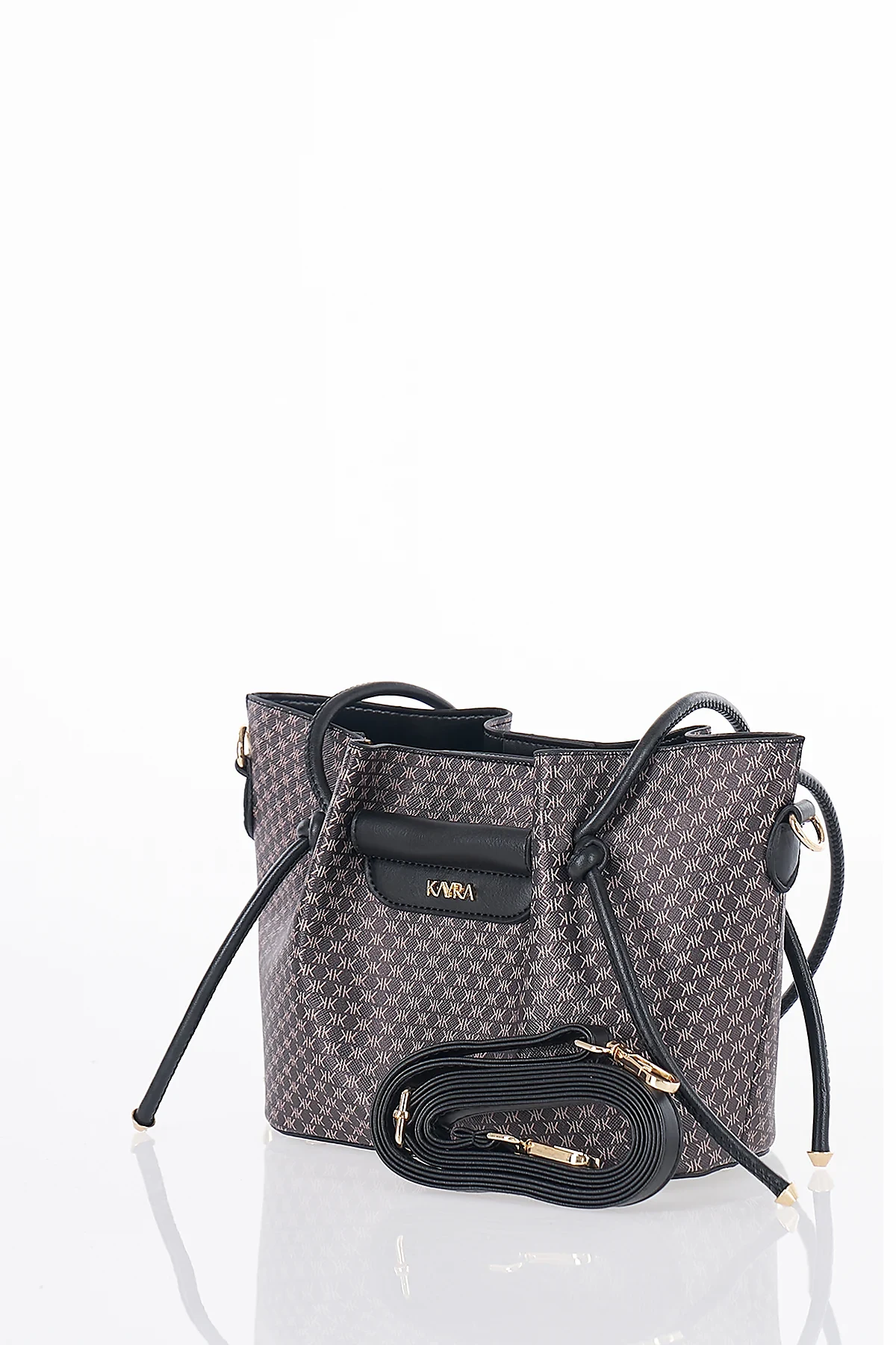 Gathered Detail Shoulder Bag Black