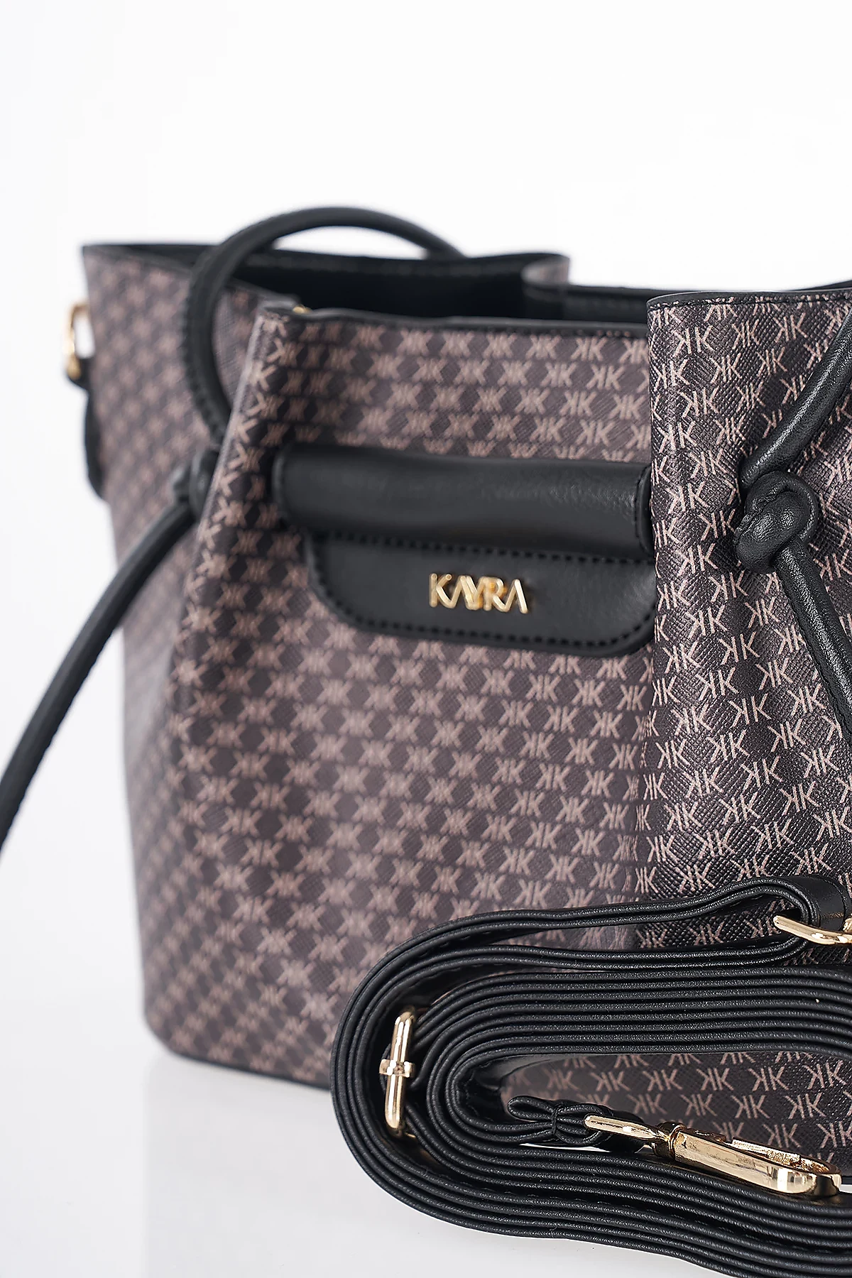 Gathered Detail Shoulder Bag Black