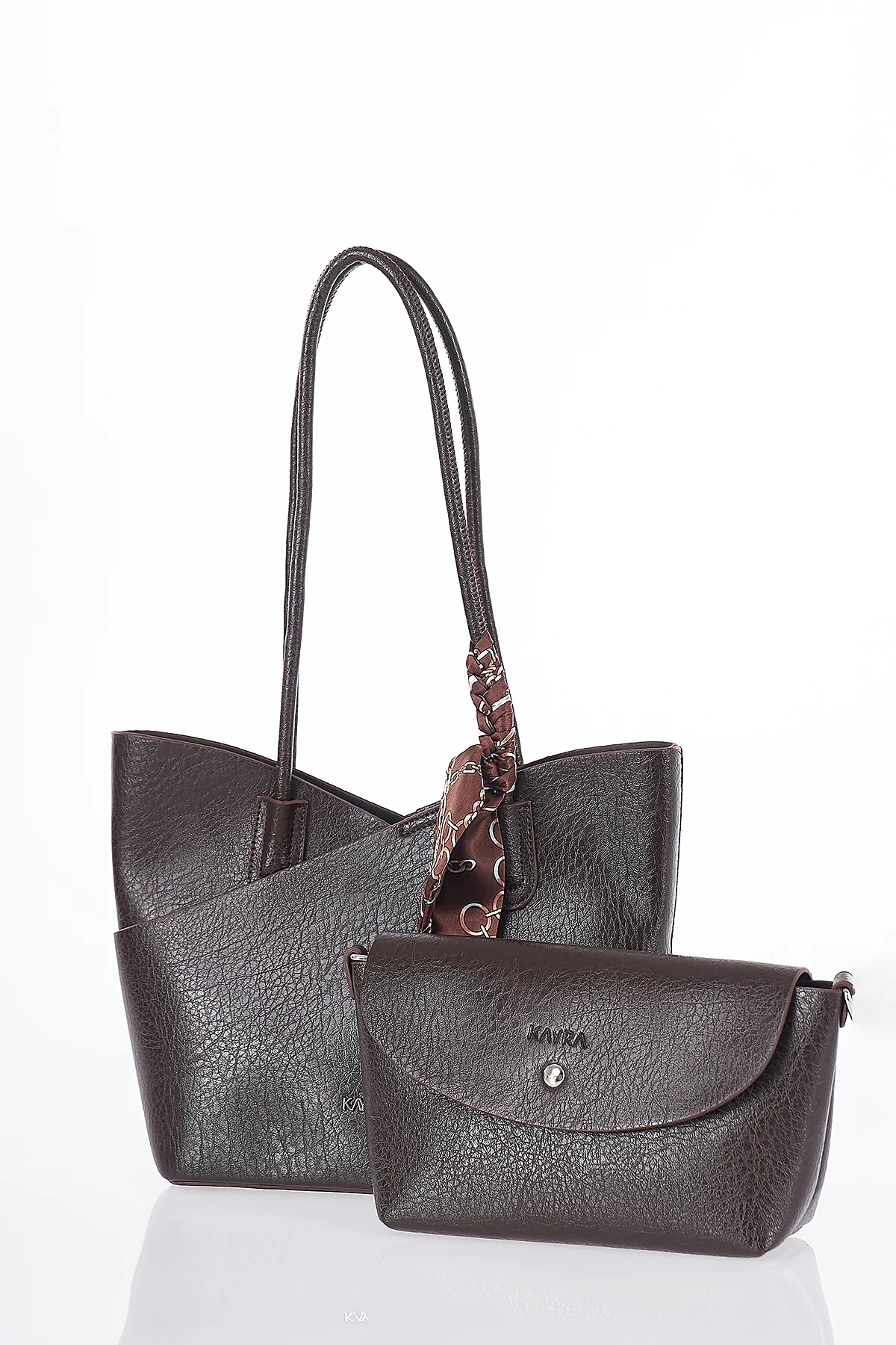 Scarf Detail Shoulder Bag Dark Brown