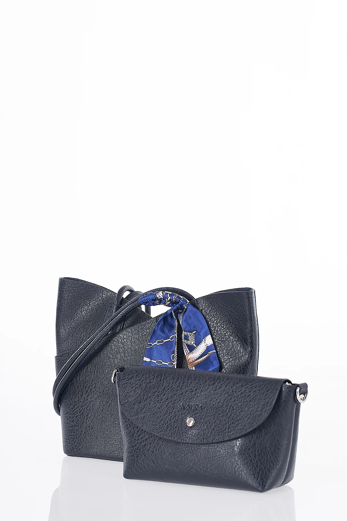 Scarf Detail Shoulder Bag Navy