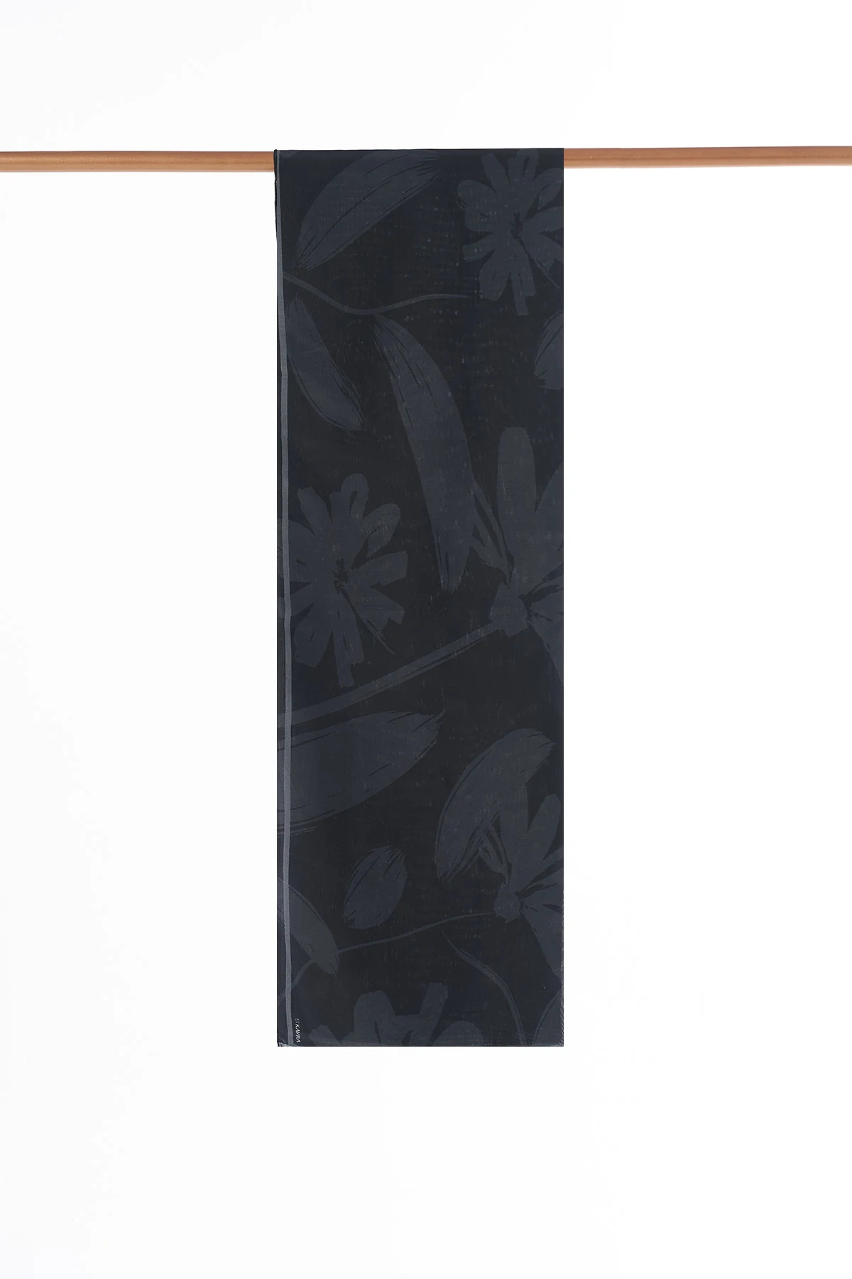 Floral Pattern Silk Scarf Black