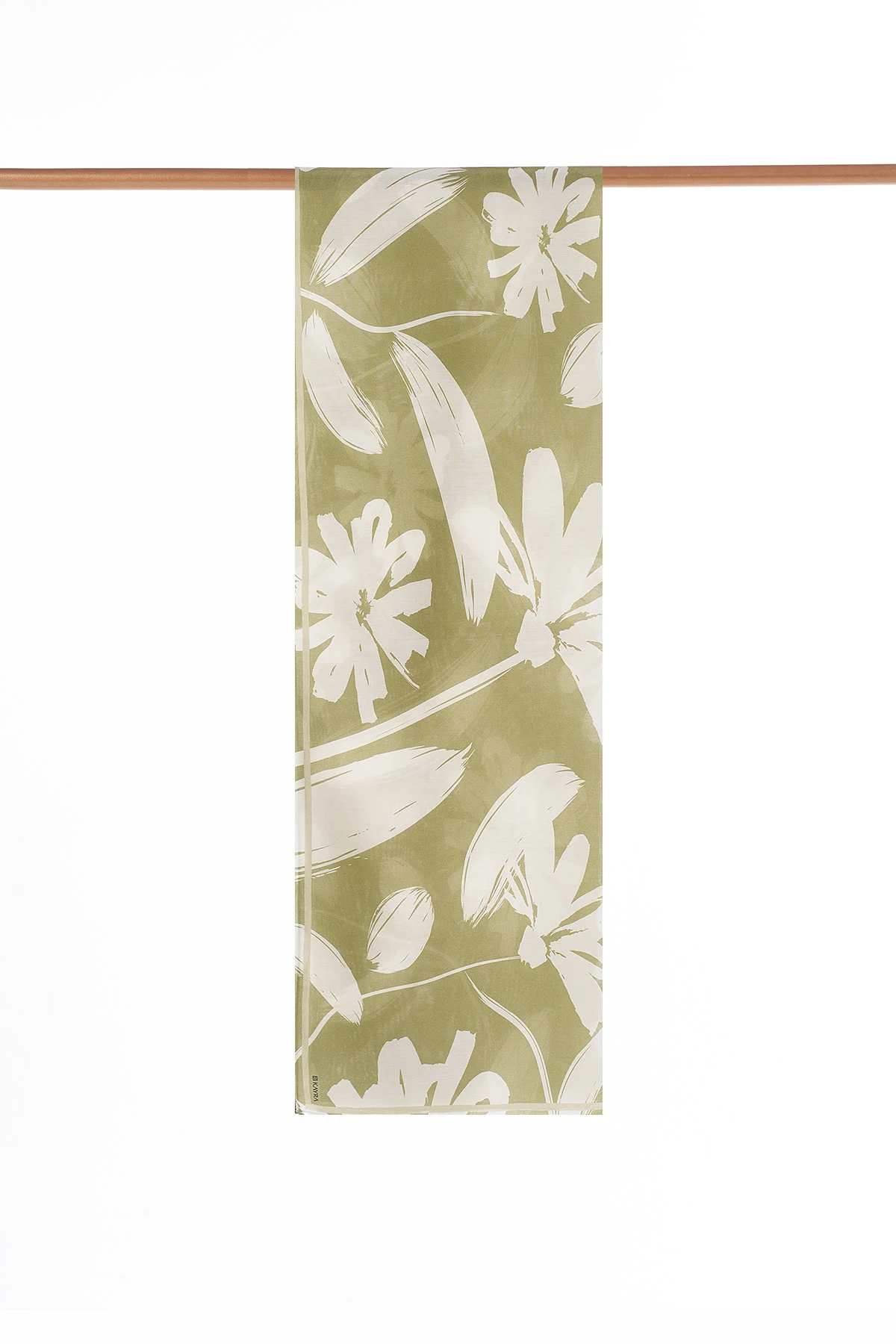Floral Pattern Silk Scarf Matcha Green