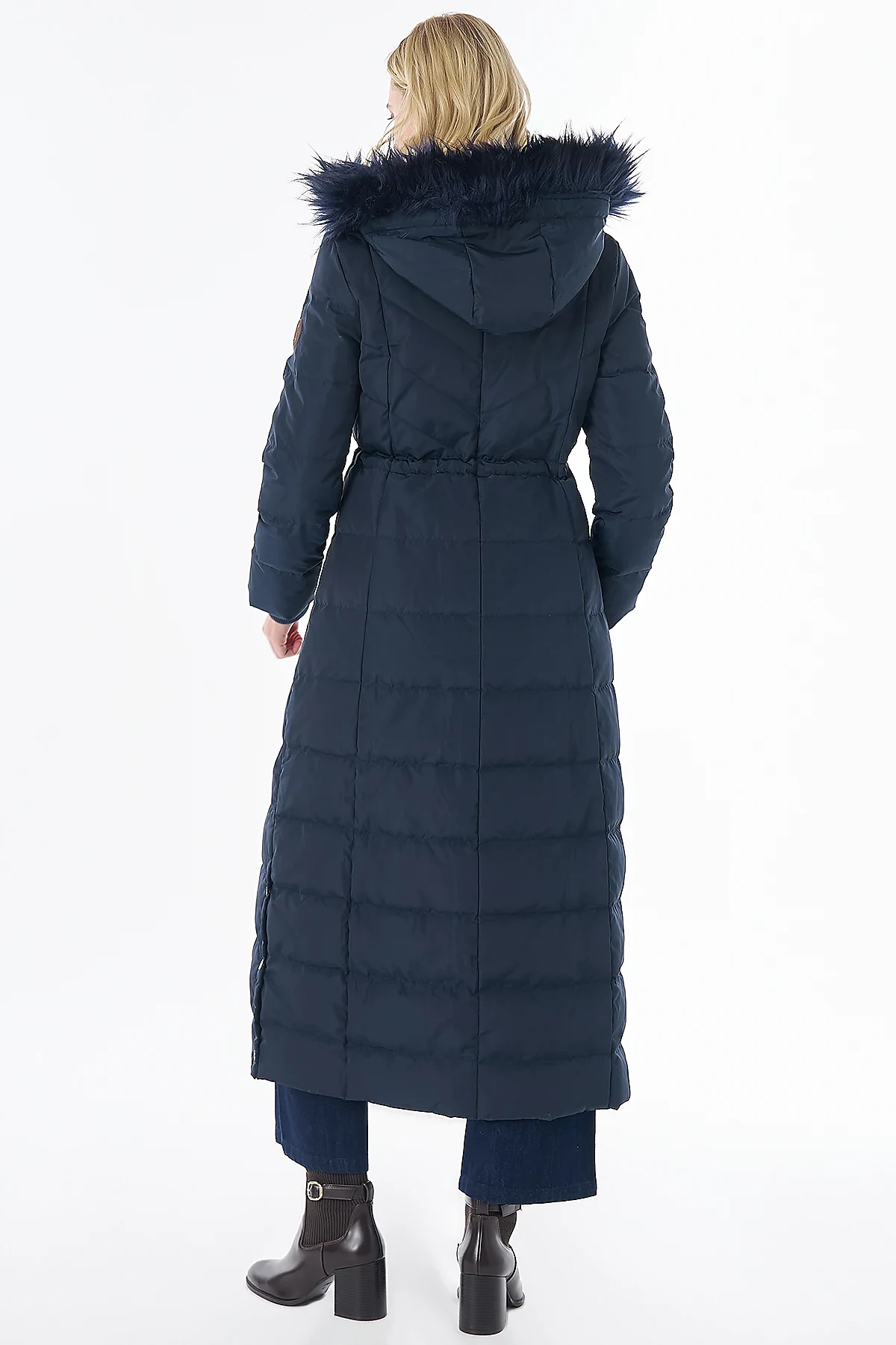 Elastic-Waist Goose Down-Filled Jacket Navy