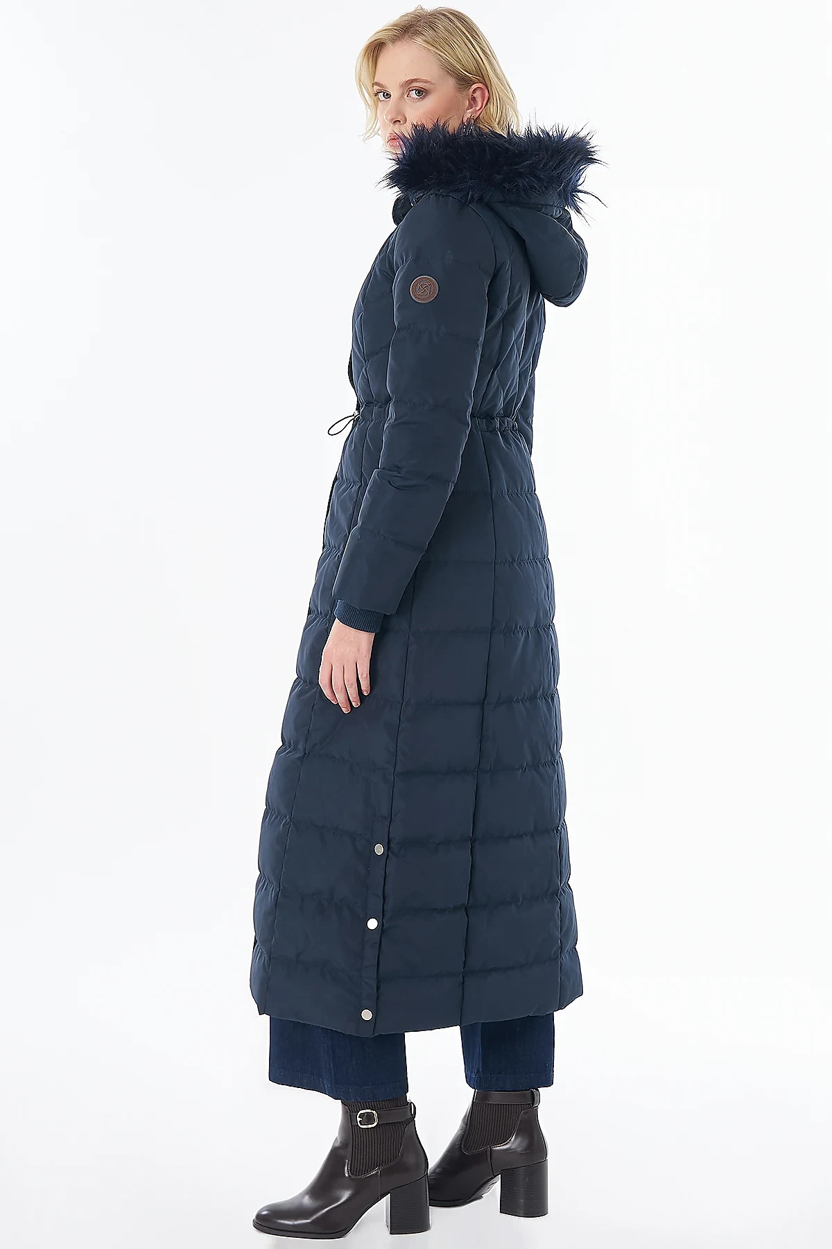 Elastic-Waist Goose Down-Filled Jacket Navy