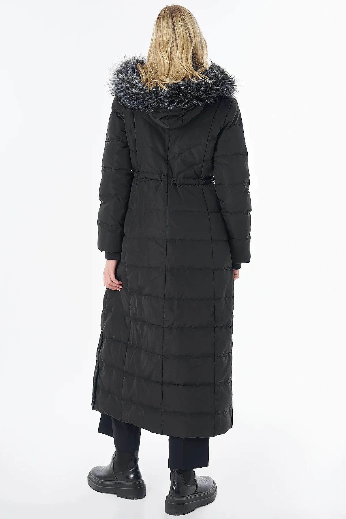 Elastic-Waist Goose Down-Filled Jacket Black