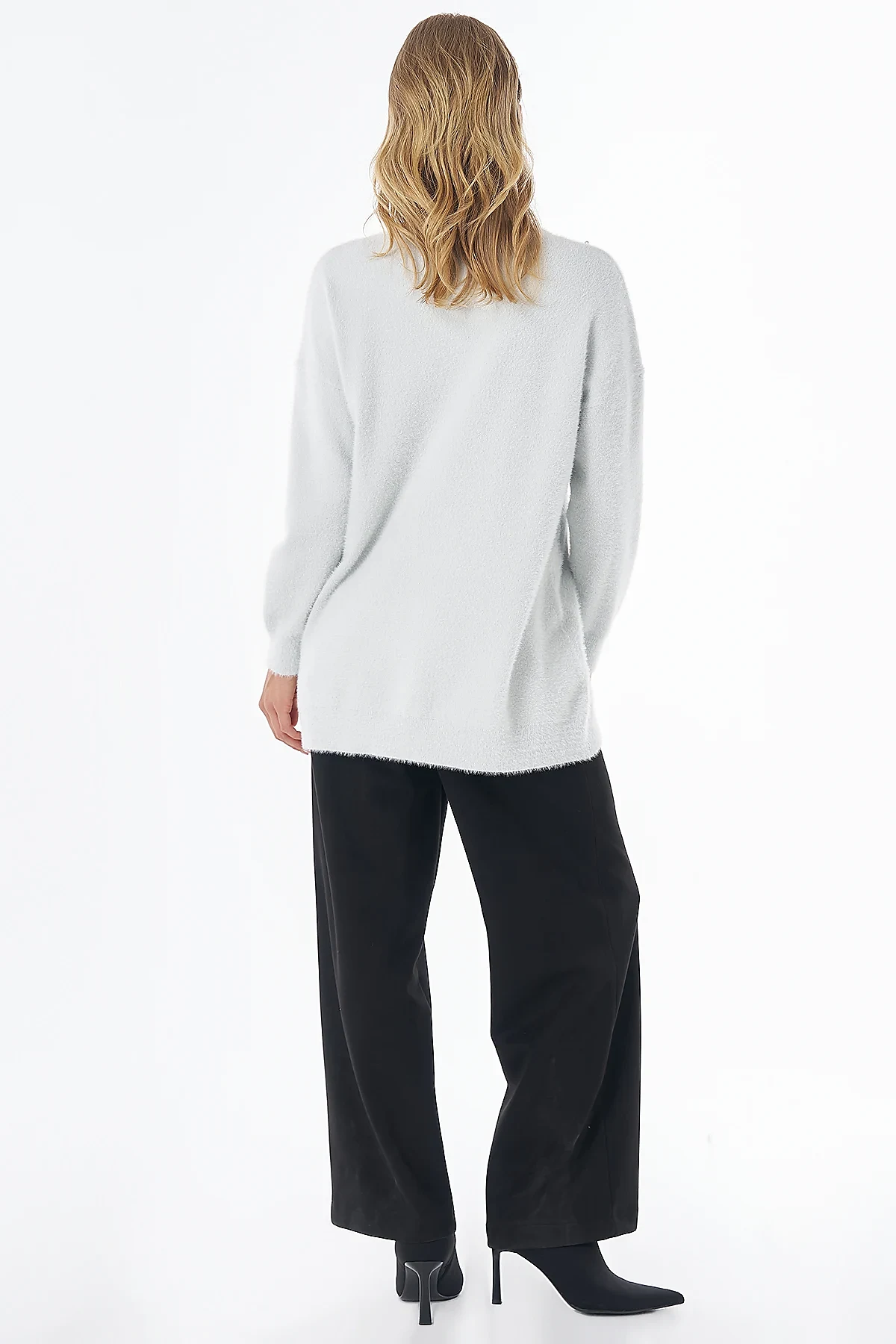 Pearl-Detail Knitted Tunic Blue