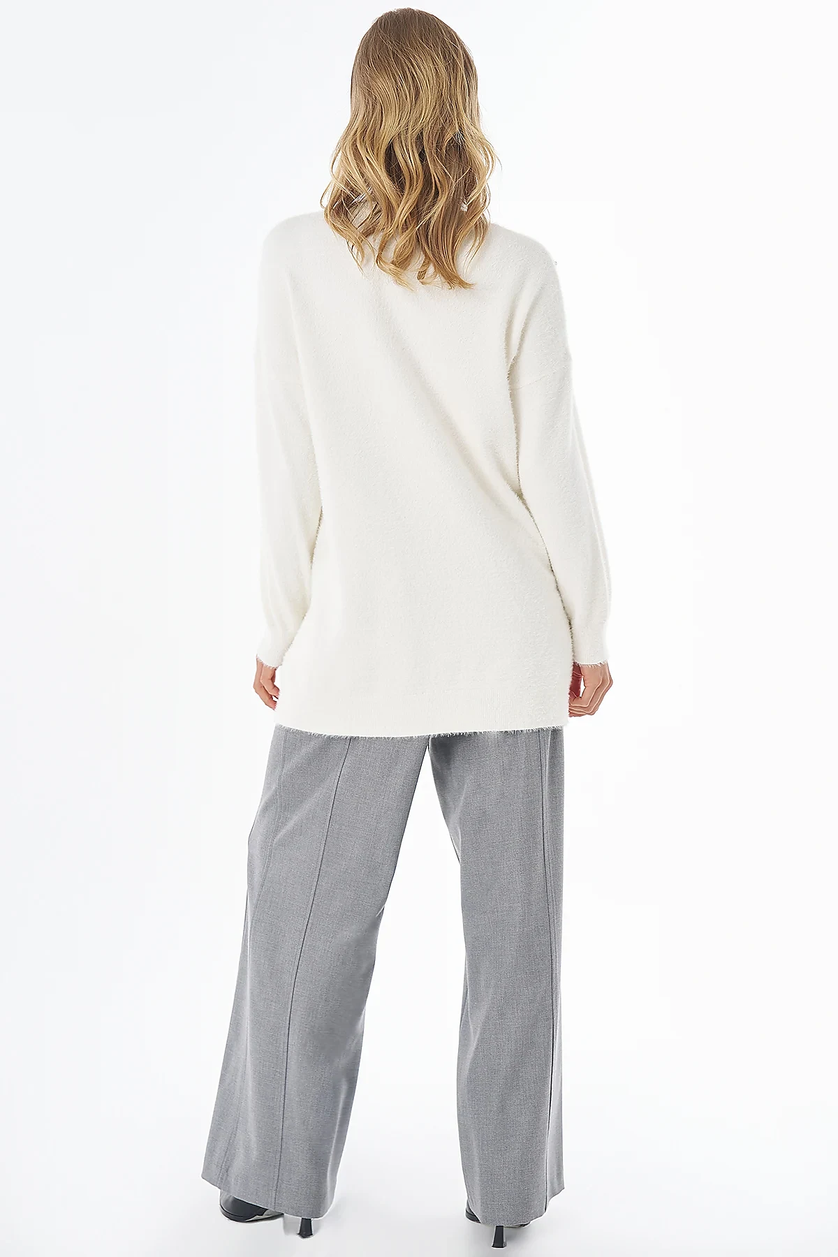 Pearl-Detail Knitted Tunic Ecru