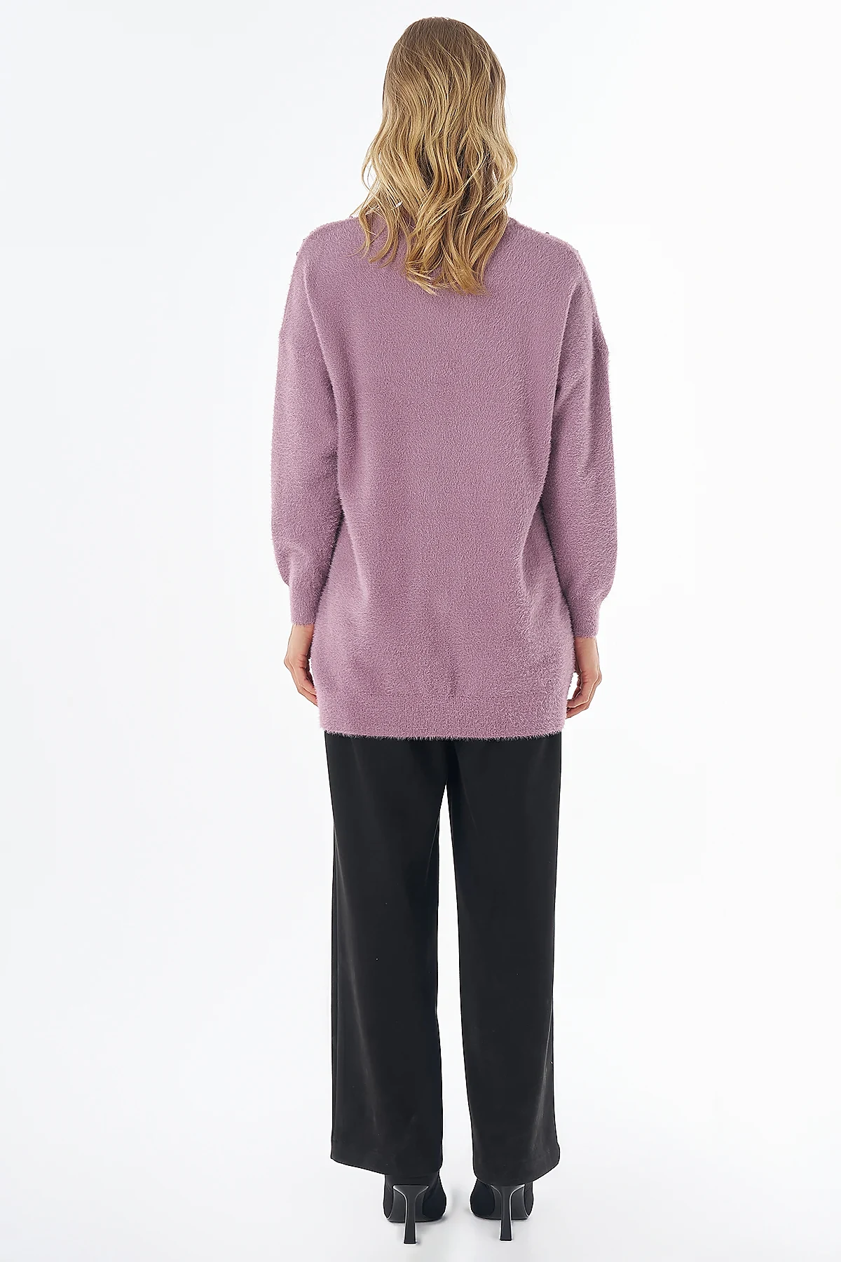 Pearl-Detail Knitted Tunic Dusty Rose