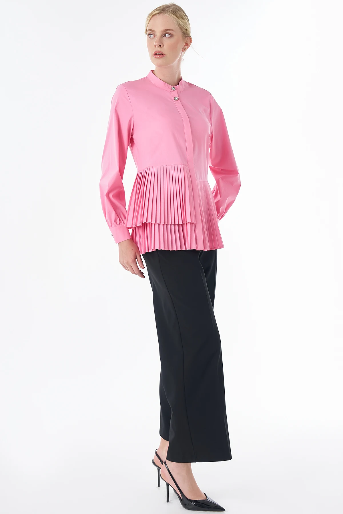 Piliseli Pamuklu Tunik Pembe 
