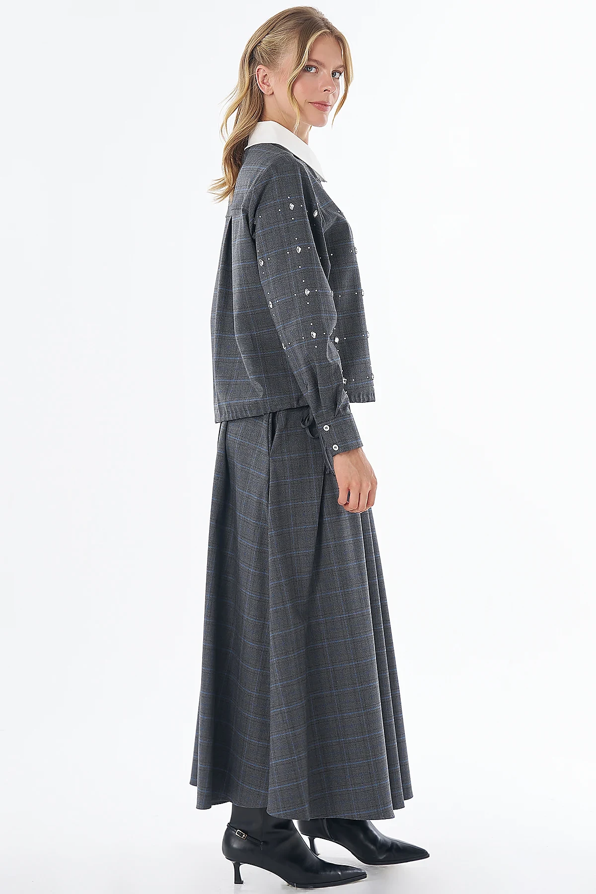 Checkered Two-Piece Set Charcoal