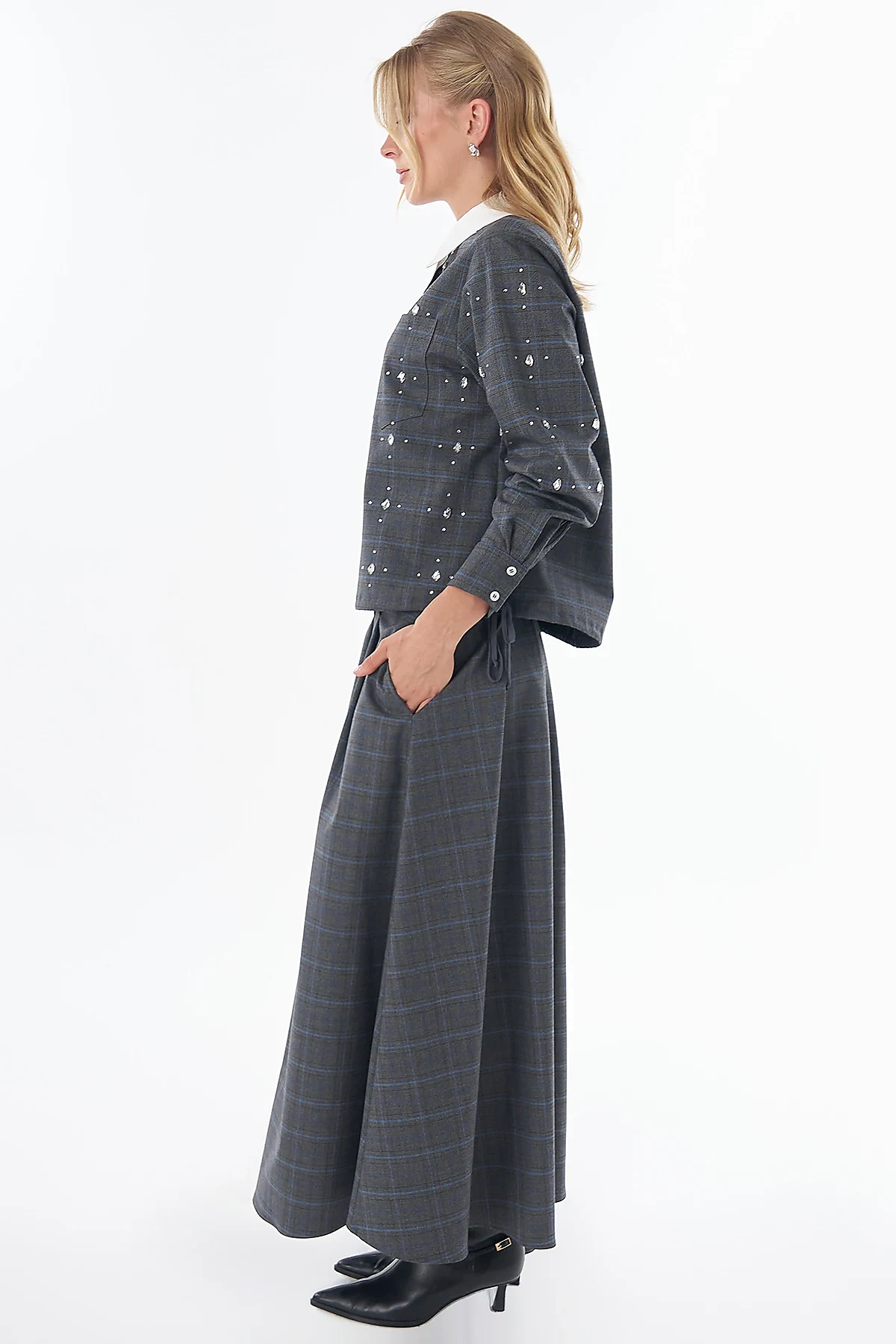 Checkered Two-Piece Set Charcoal