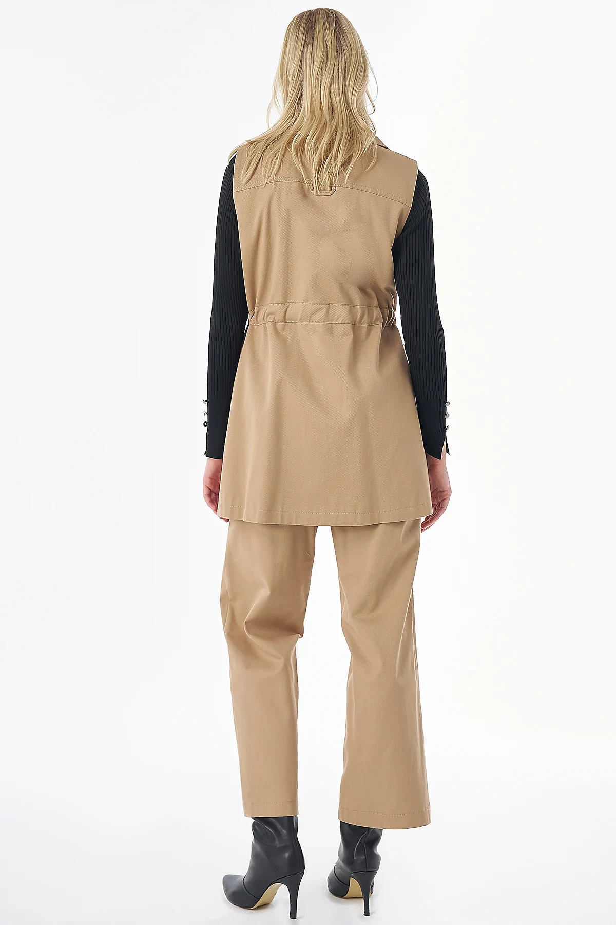 Grosgrain-Tie Two-Piece Set Beige
