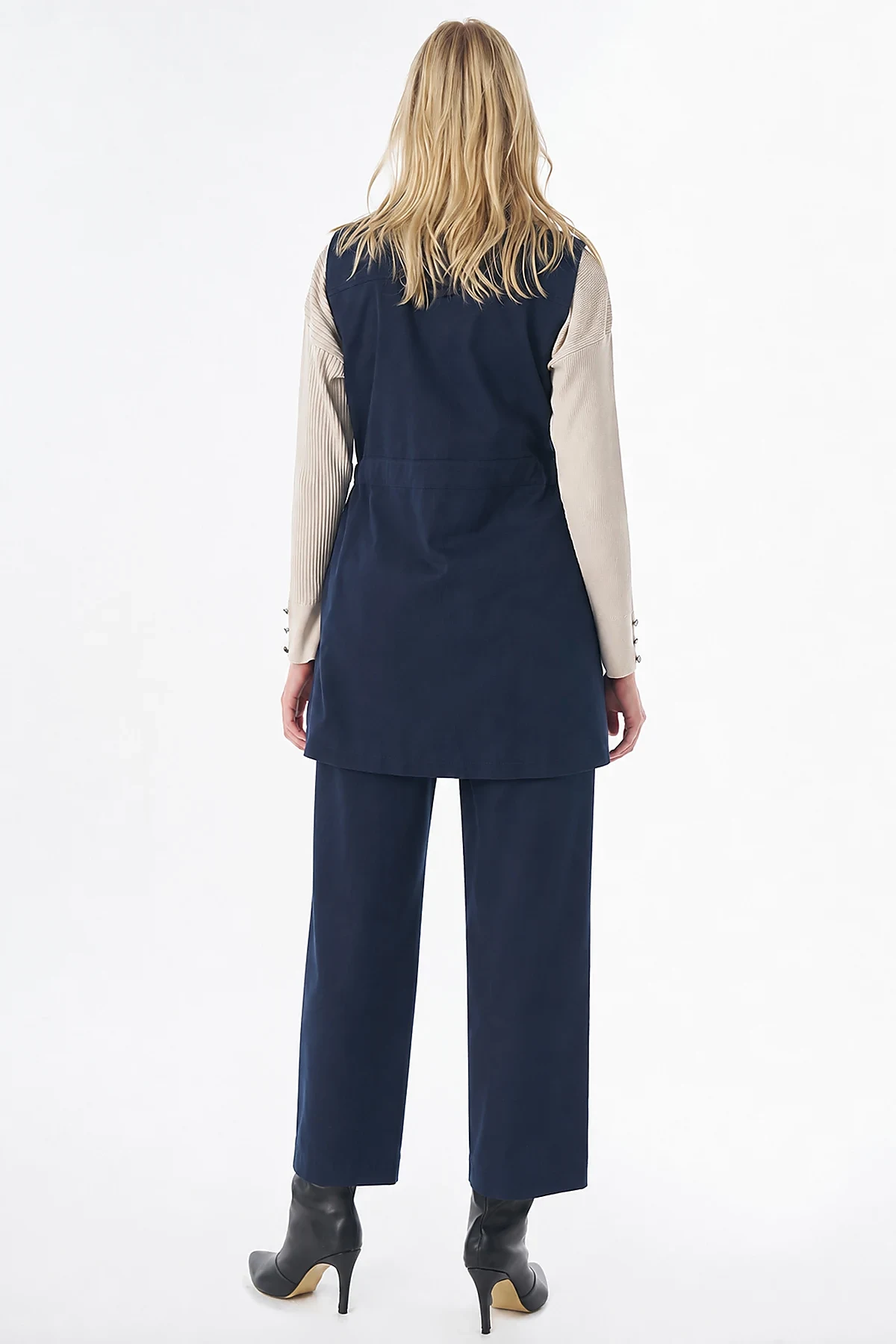 Grosgrain-Tie Two-Piece Set Navy 