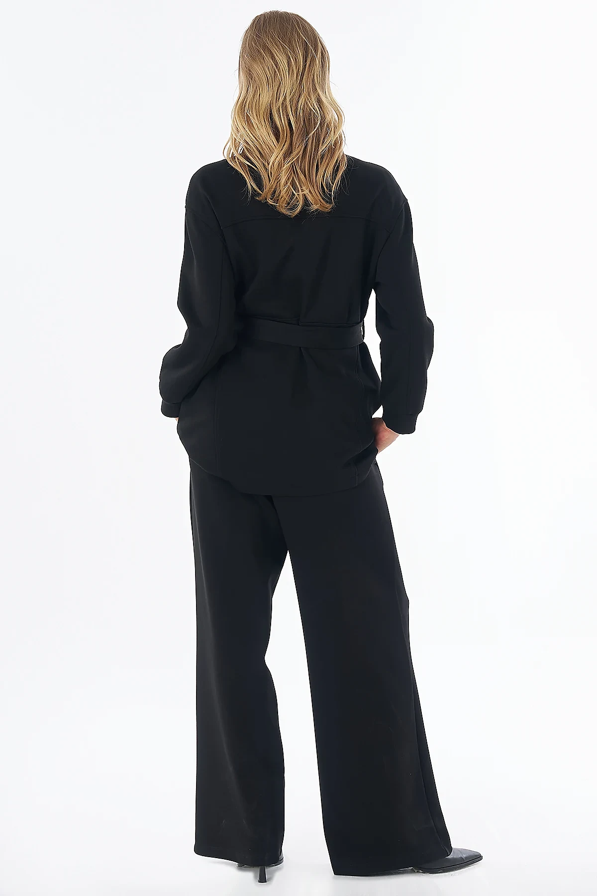 Belted Two-Piece Set Black 