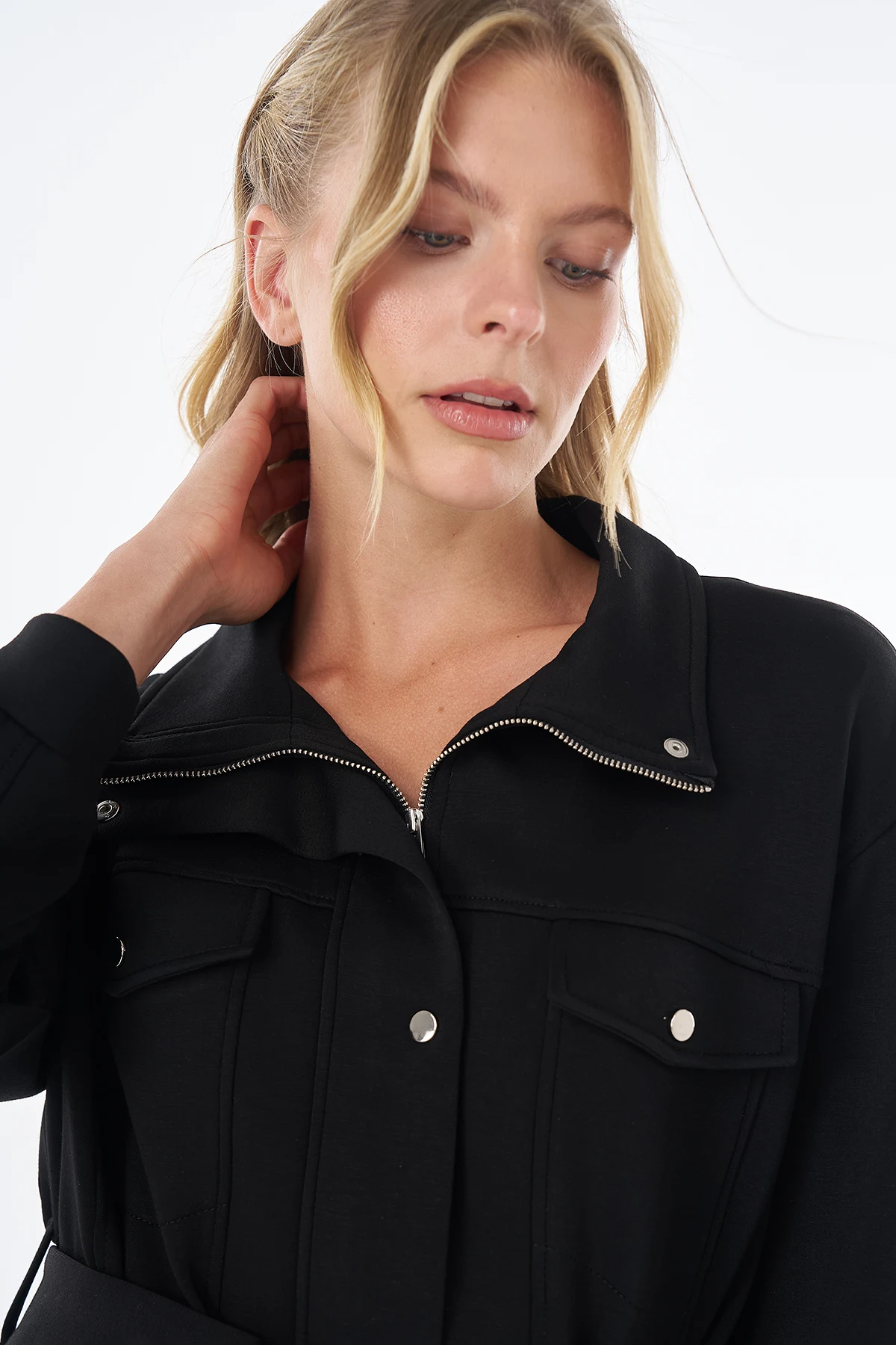 Belted Two-Piece Set Black 