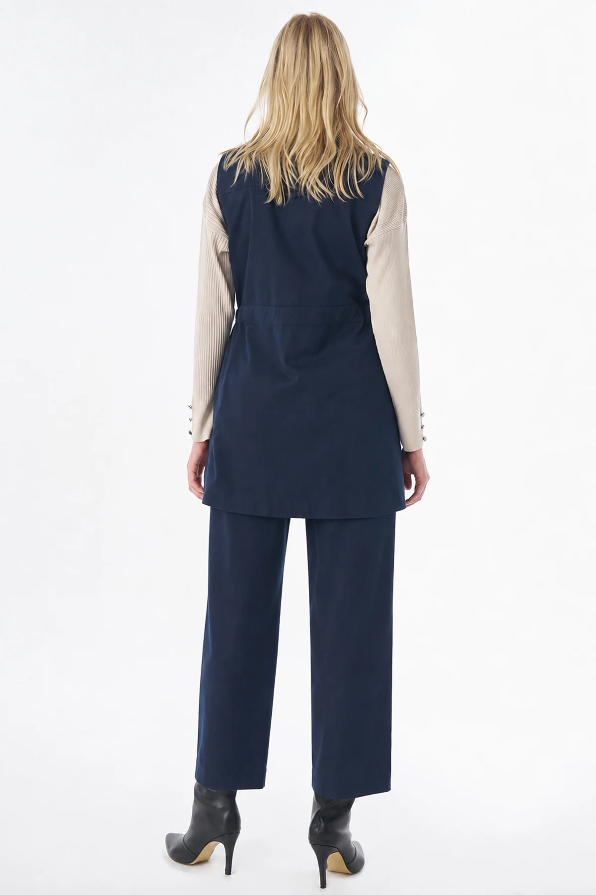 Grosgrain-Tie Two-Piece Set Navy 