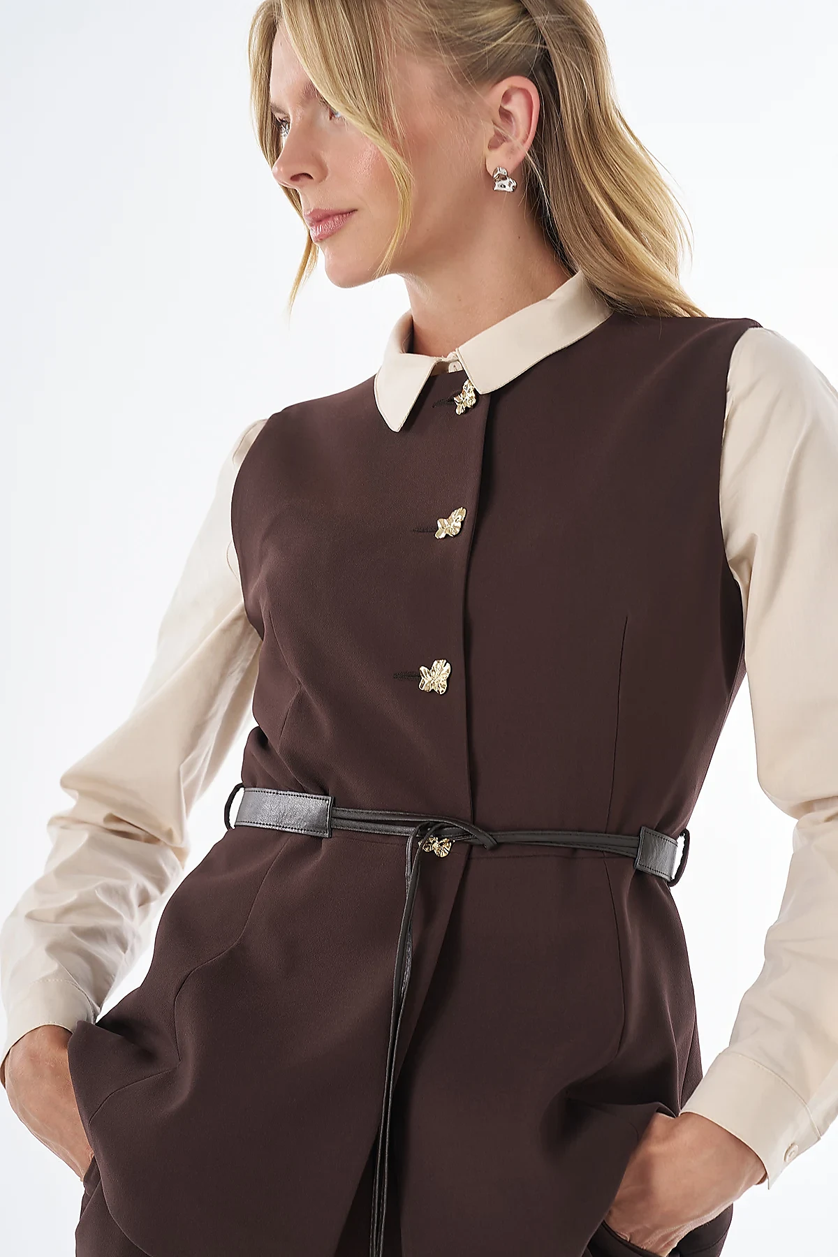 Vest and Trousers Two-Piece Set Brown 