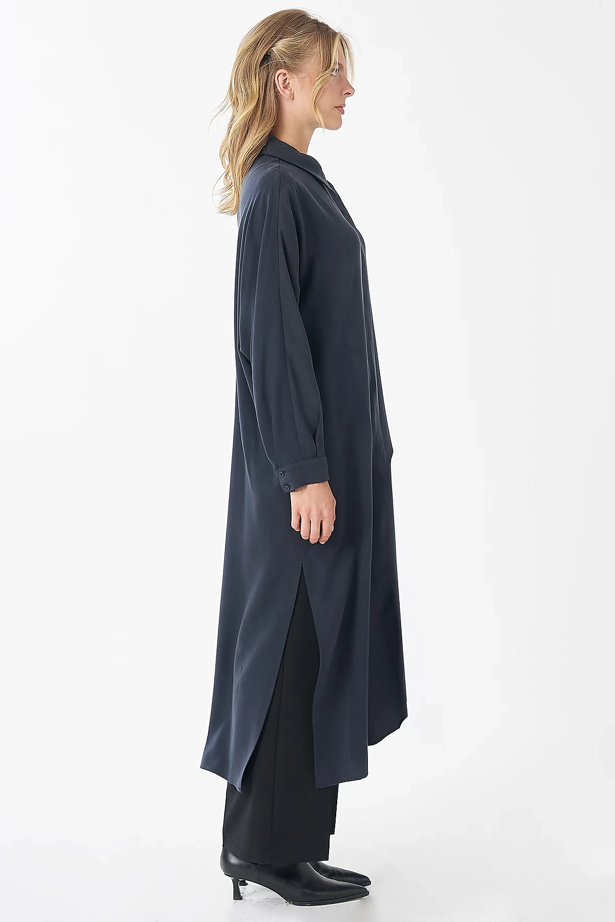 100% Lyocell Long Tunic Navy