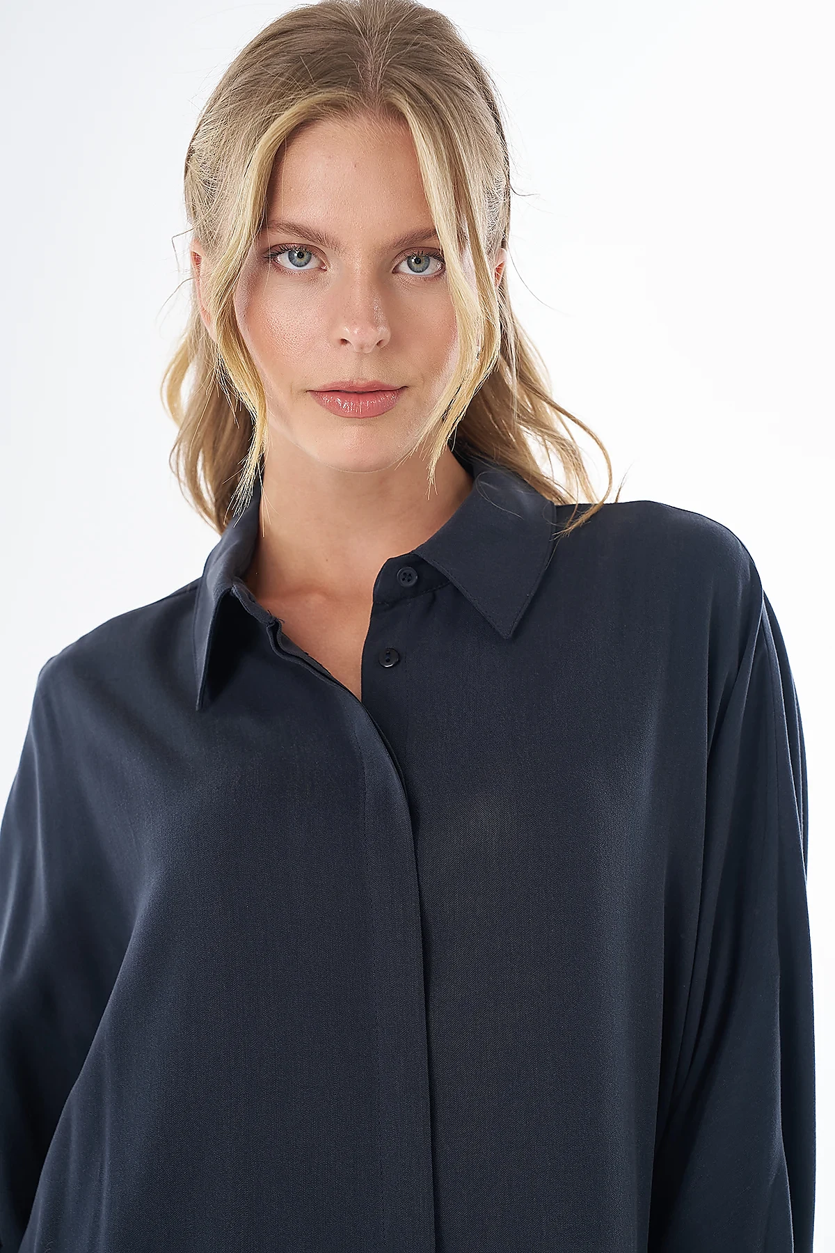 100% Lyocell Long Tunic Navy