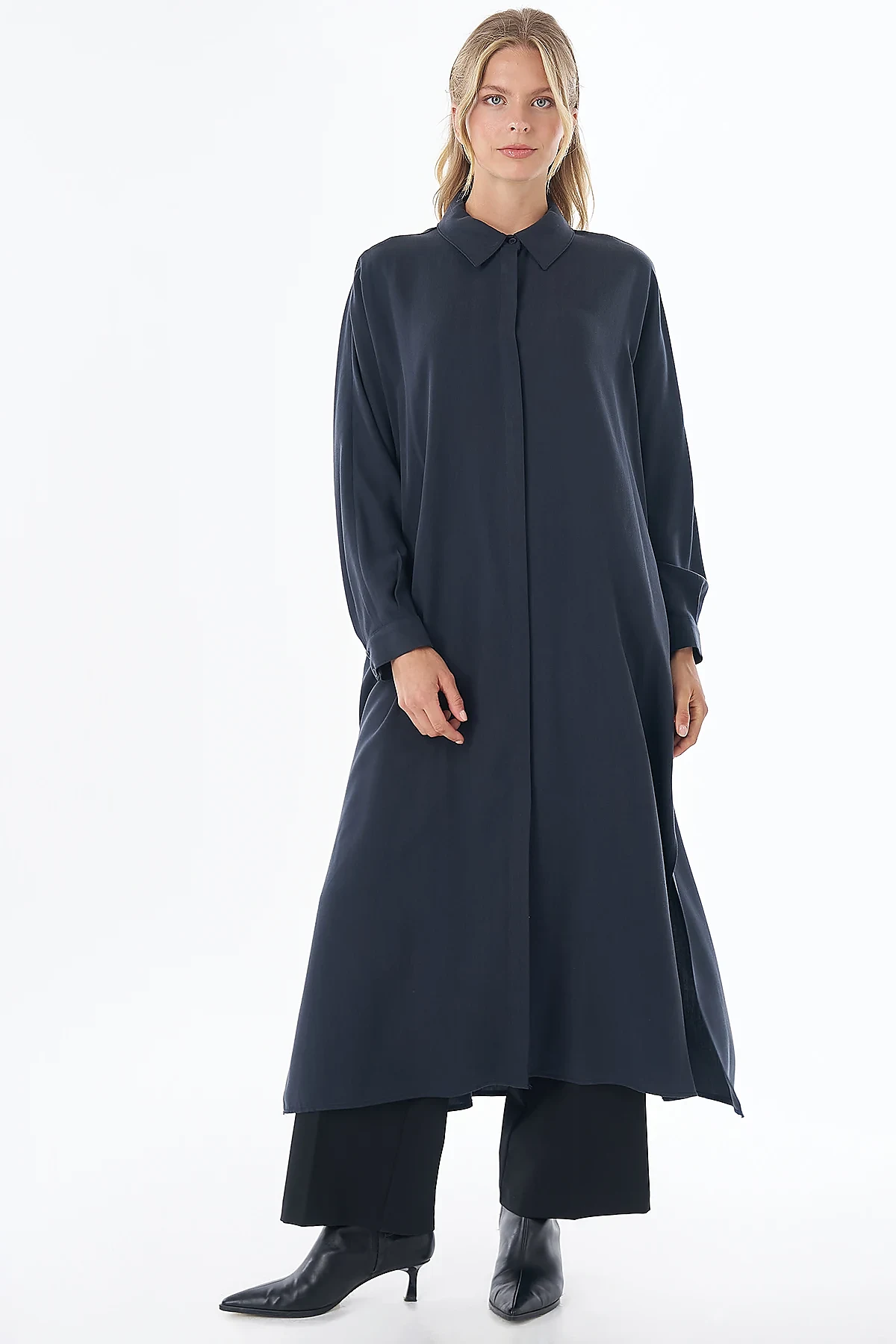 100% Lyocell Long Tunic Navy
