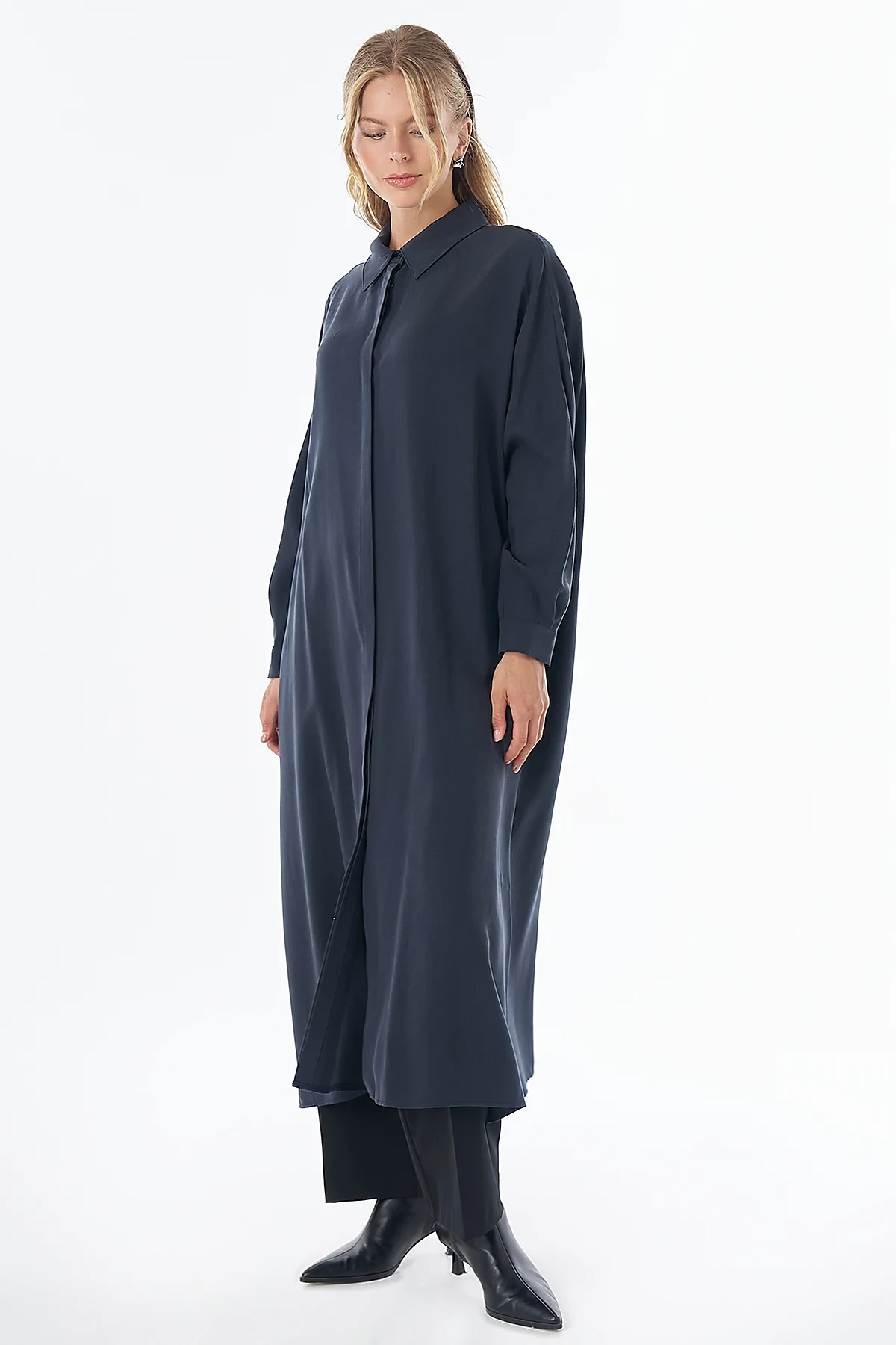 100% Lyocell Long Tunic Navy