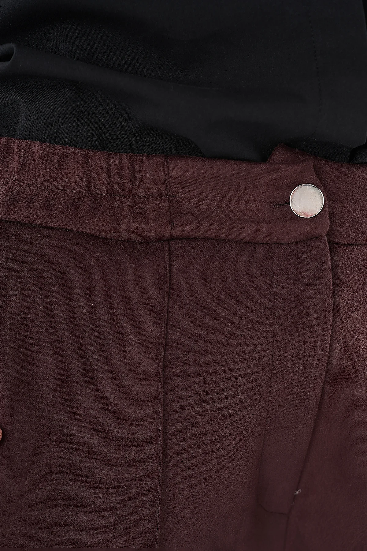 Topstitched Suede Trousers Brown 