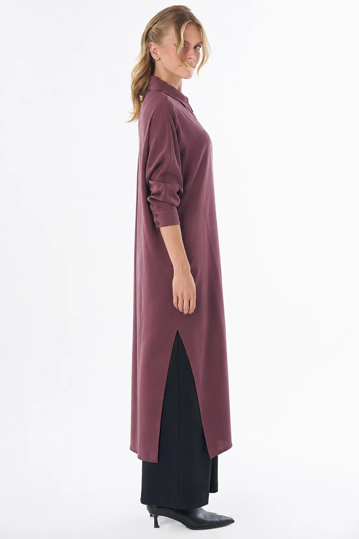 100% Lyocell Long Tunic Burgundy