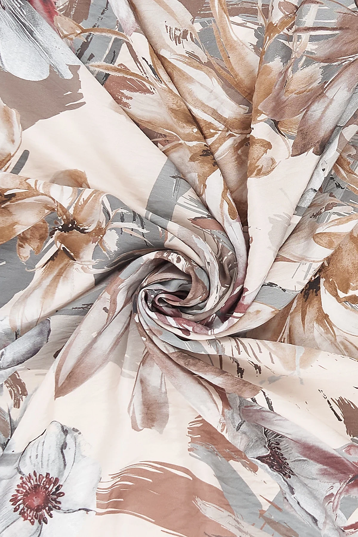 Large Floral Patterned Scarf Cream