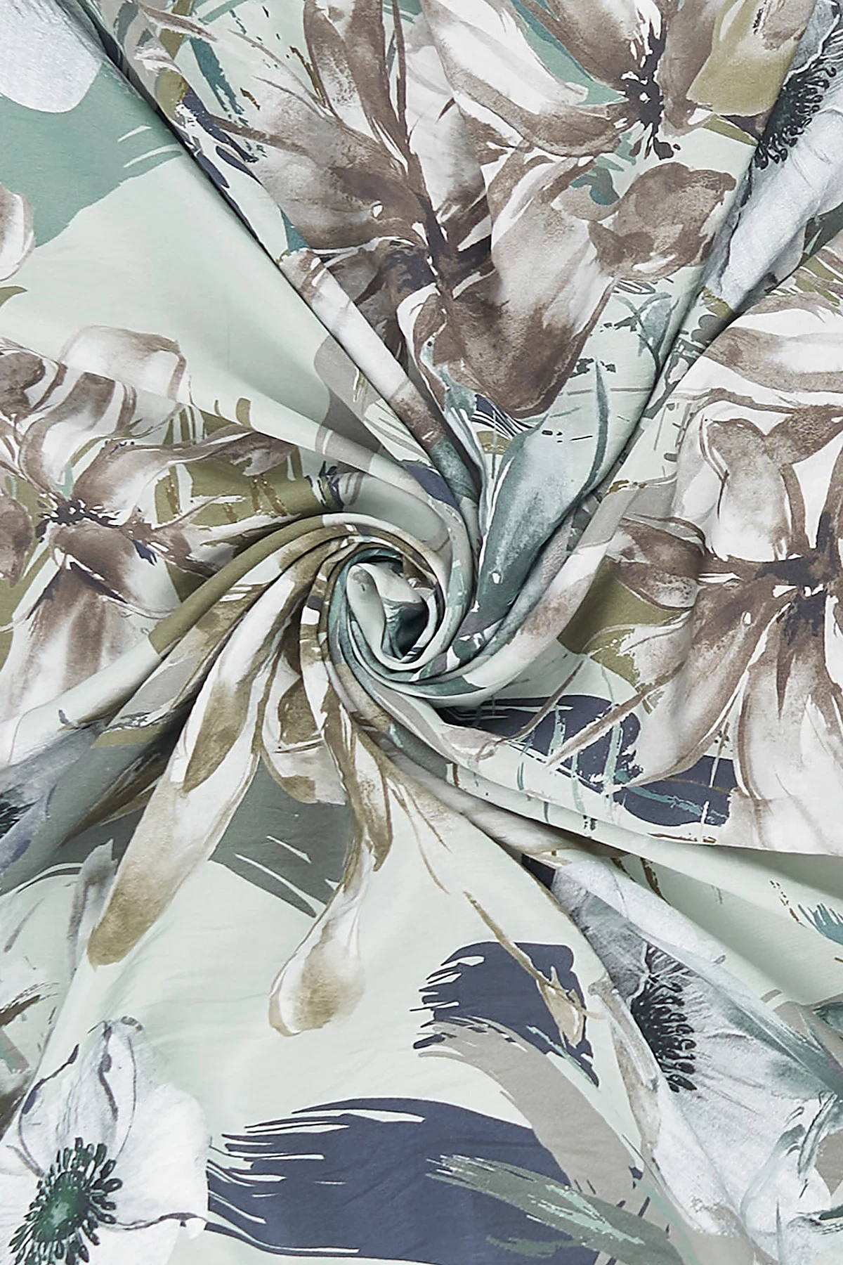 Large Floral Patterned Scarf Moss Green