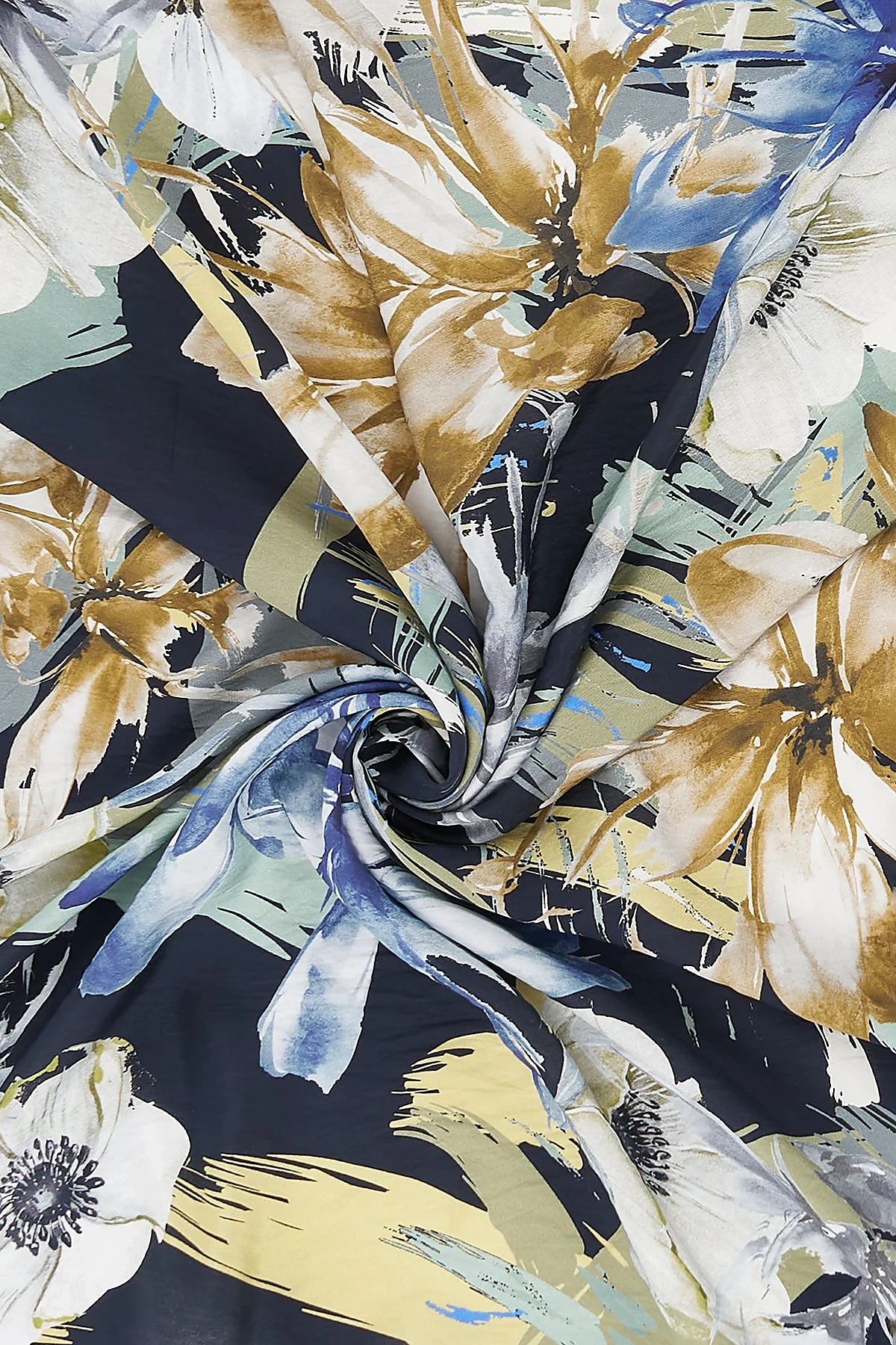Large Floral Patterned Scarf Black