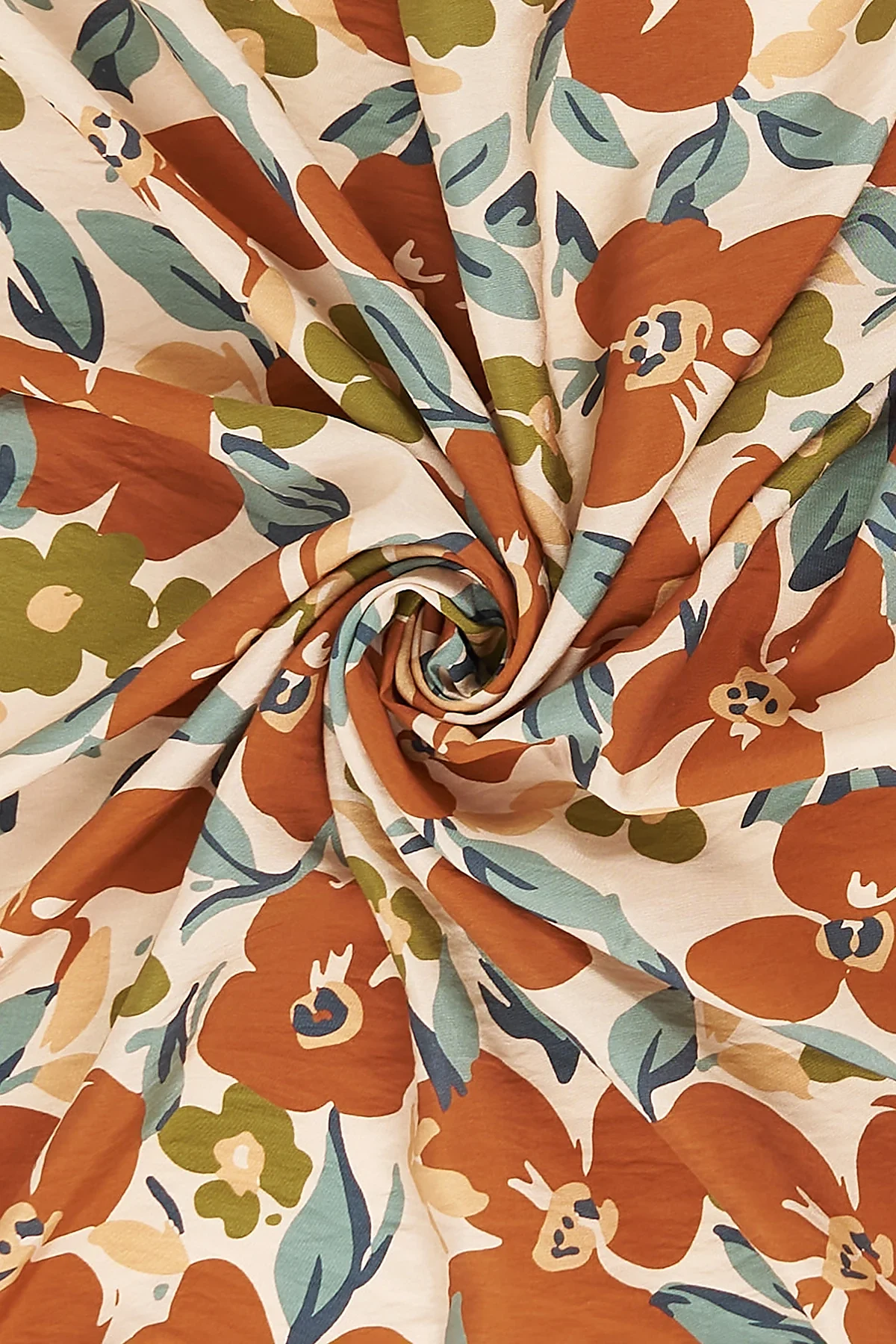 Floral Patterned Viscose Scarf Terracotta