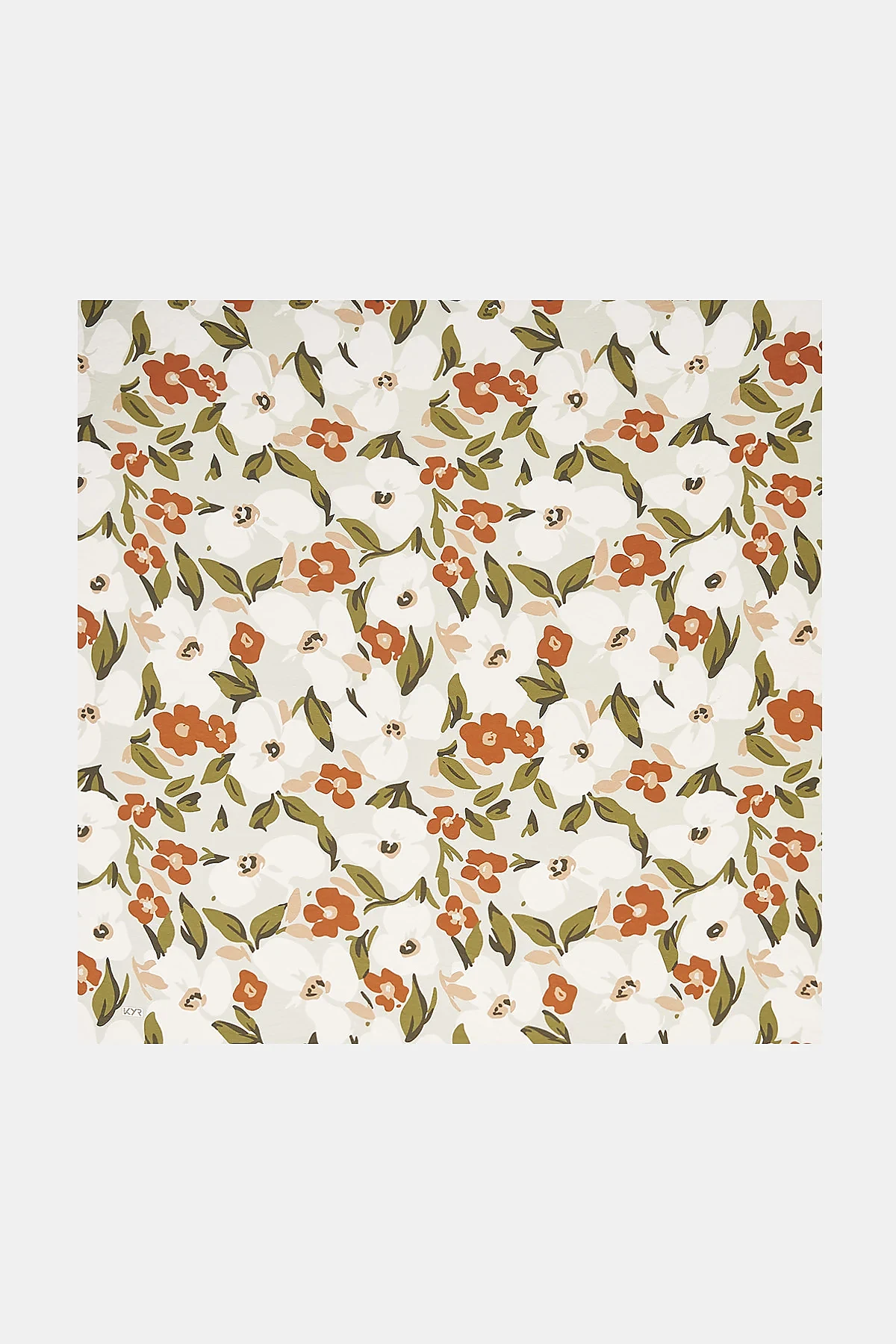 Floral Patterned Viscose Scarf Cream-Terracotta