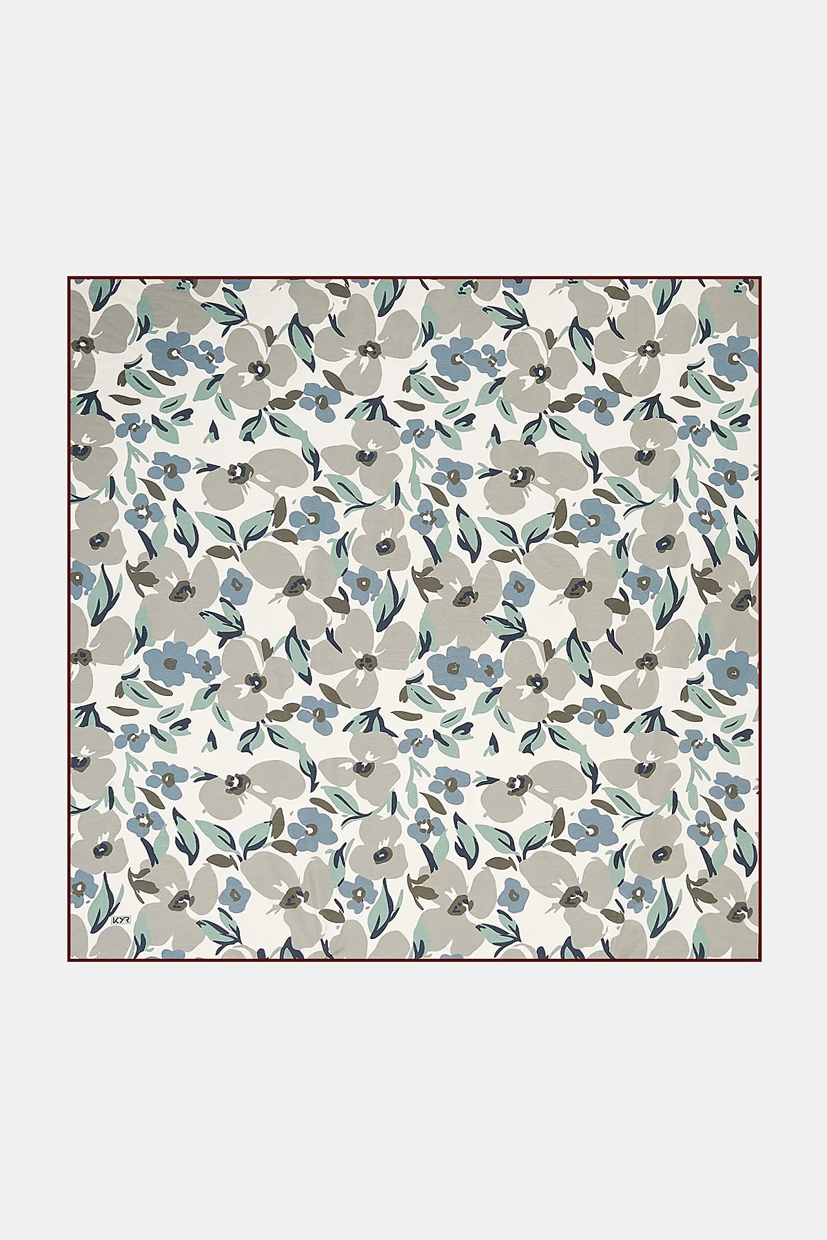 Floral Patterned Viscose Scarf Moss Green