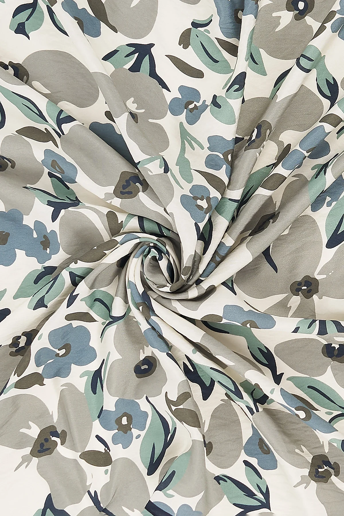 Floral Patterned Viscose Scarf Moss Green