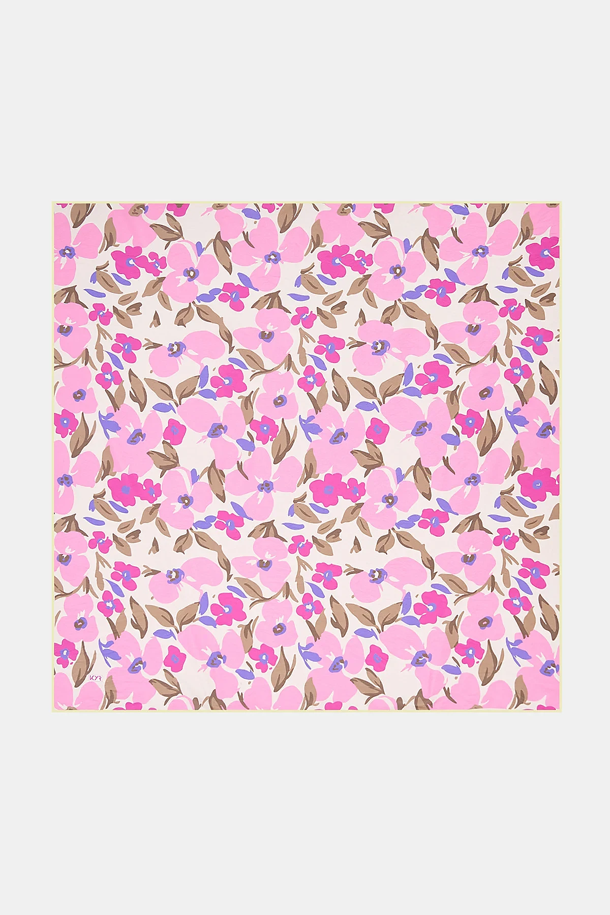 Floral Patterned Viscose Scarf Pink
