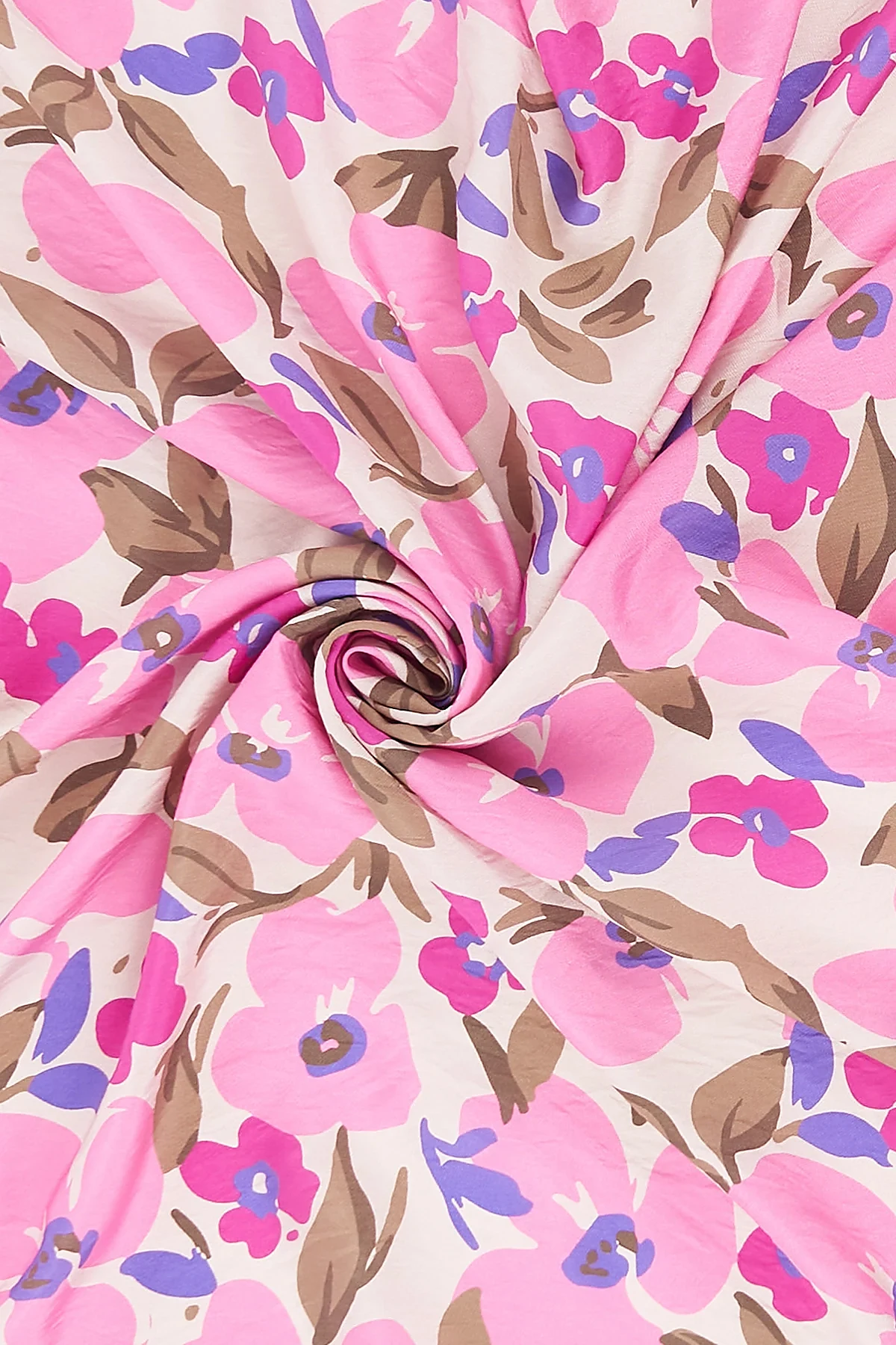 Floral Patterned Viscose Scarf Pink