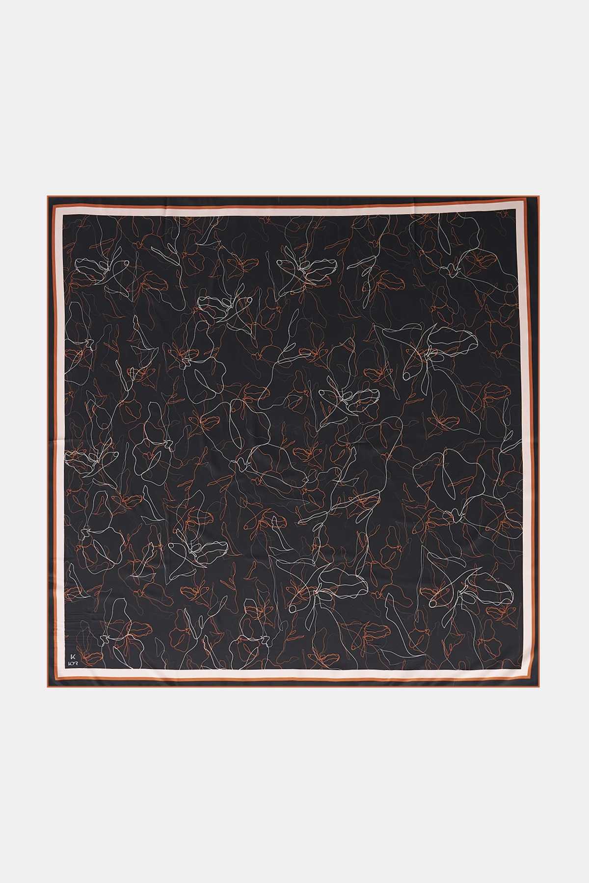 Line Drawing Twill Scarf Black