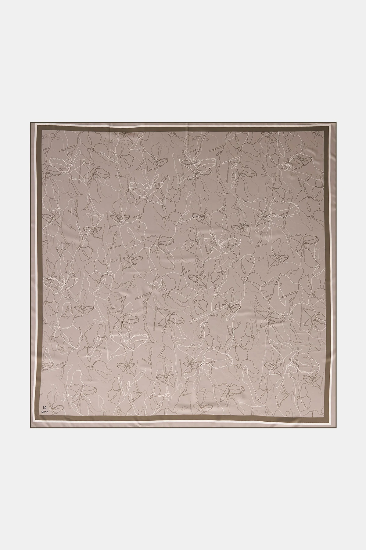 Line Drawing Twill Scarf Light Khaki