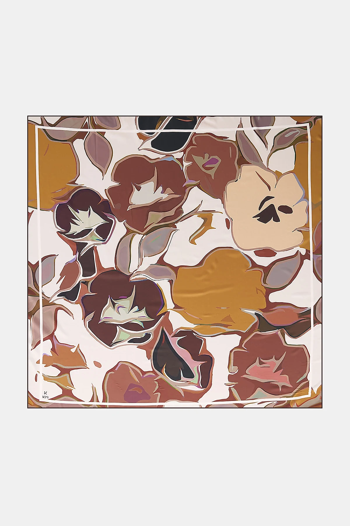 Floral Patterned Scarf Brown