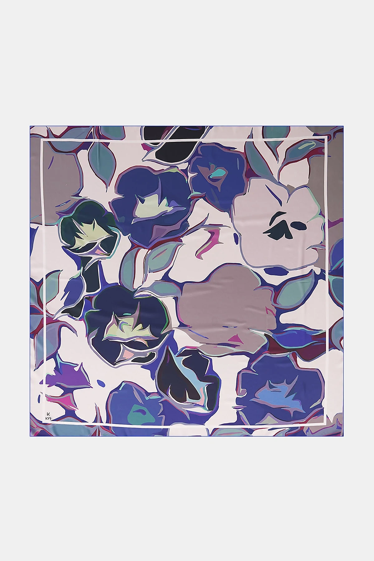Floral Patterned Scarf Navy-Stone