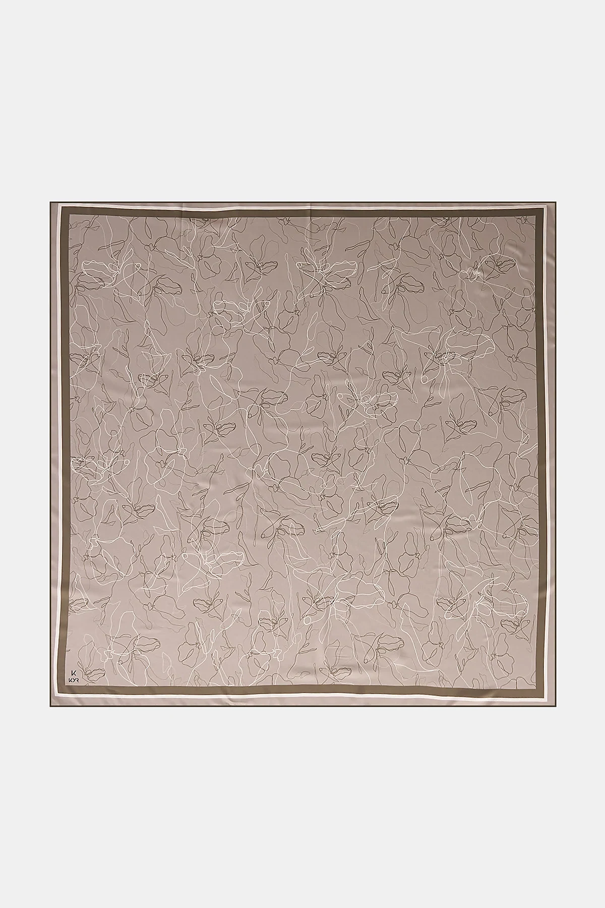 Line Drawing Twill Scarf Light Khaki
