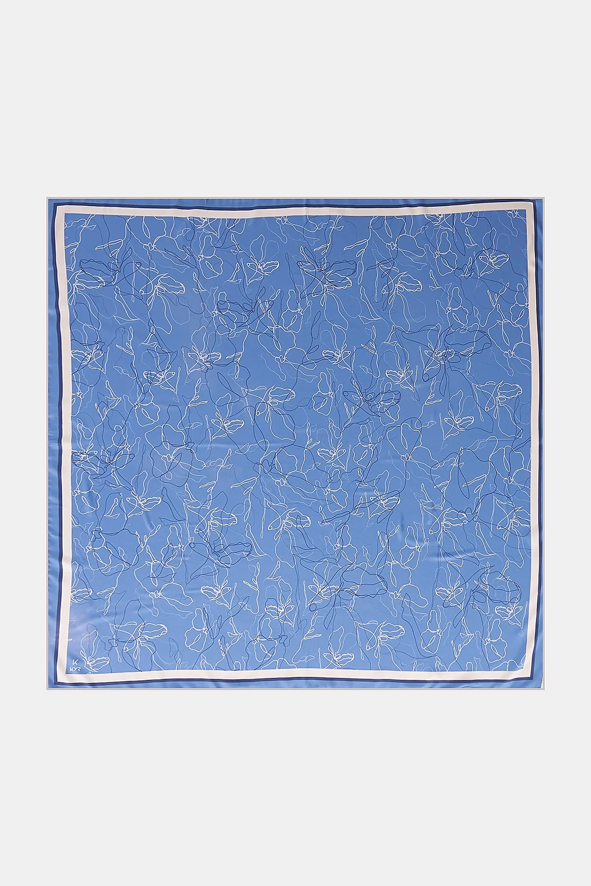 Line Drawing Twill Scarf Indigo