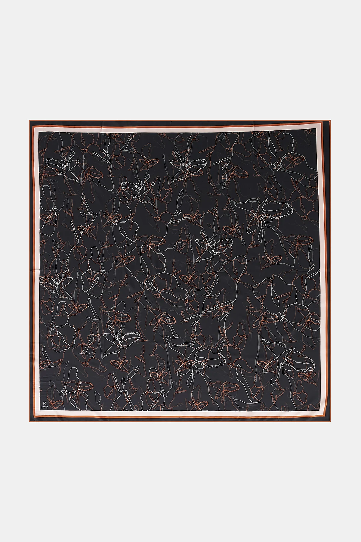 Line Drawing Twill Scarf Black