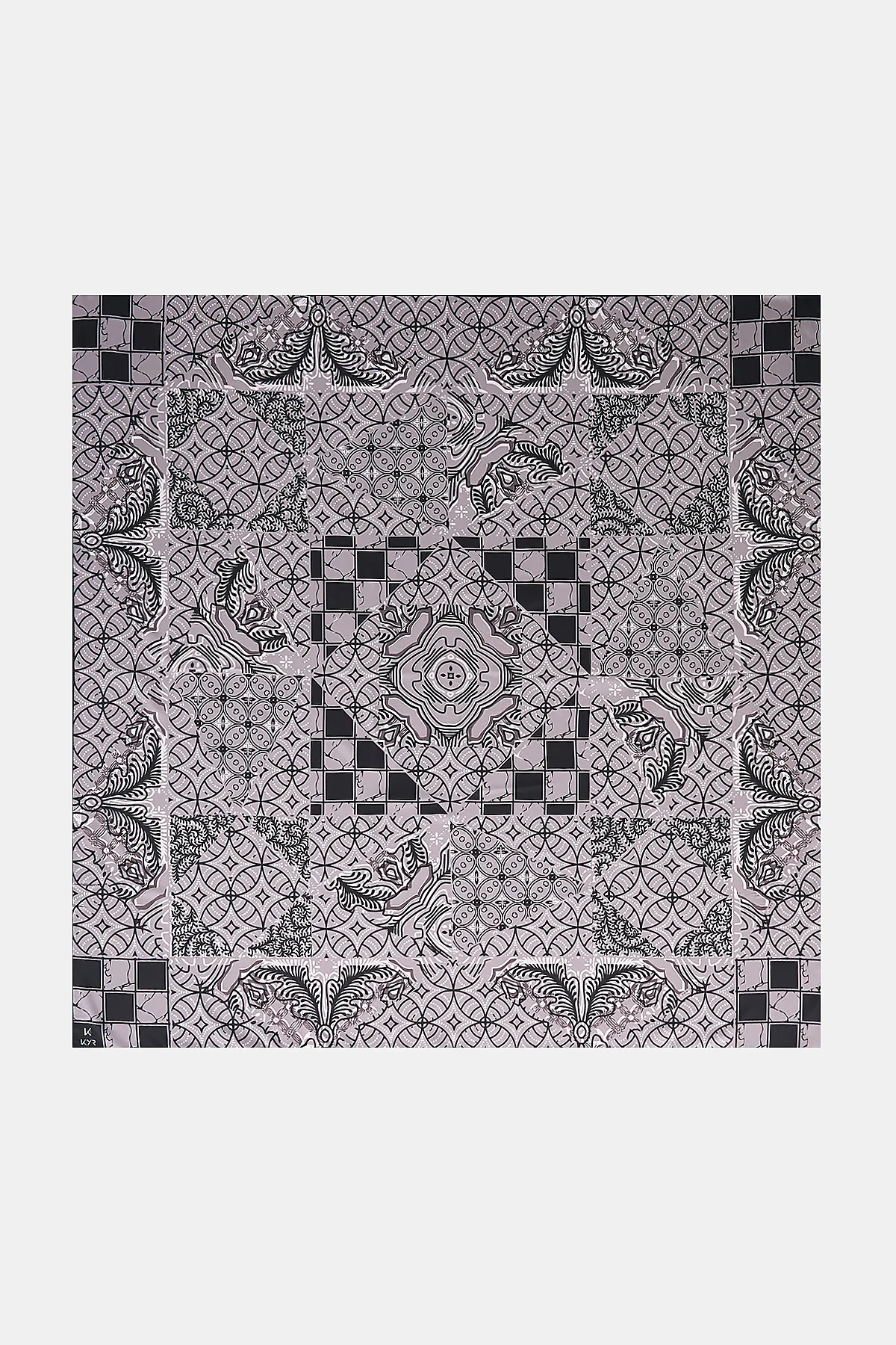 Ethnic Pattern Twill Scarf Black
