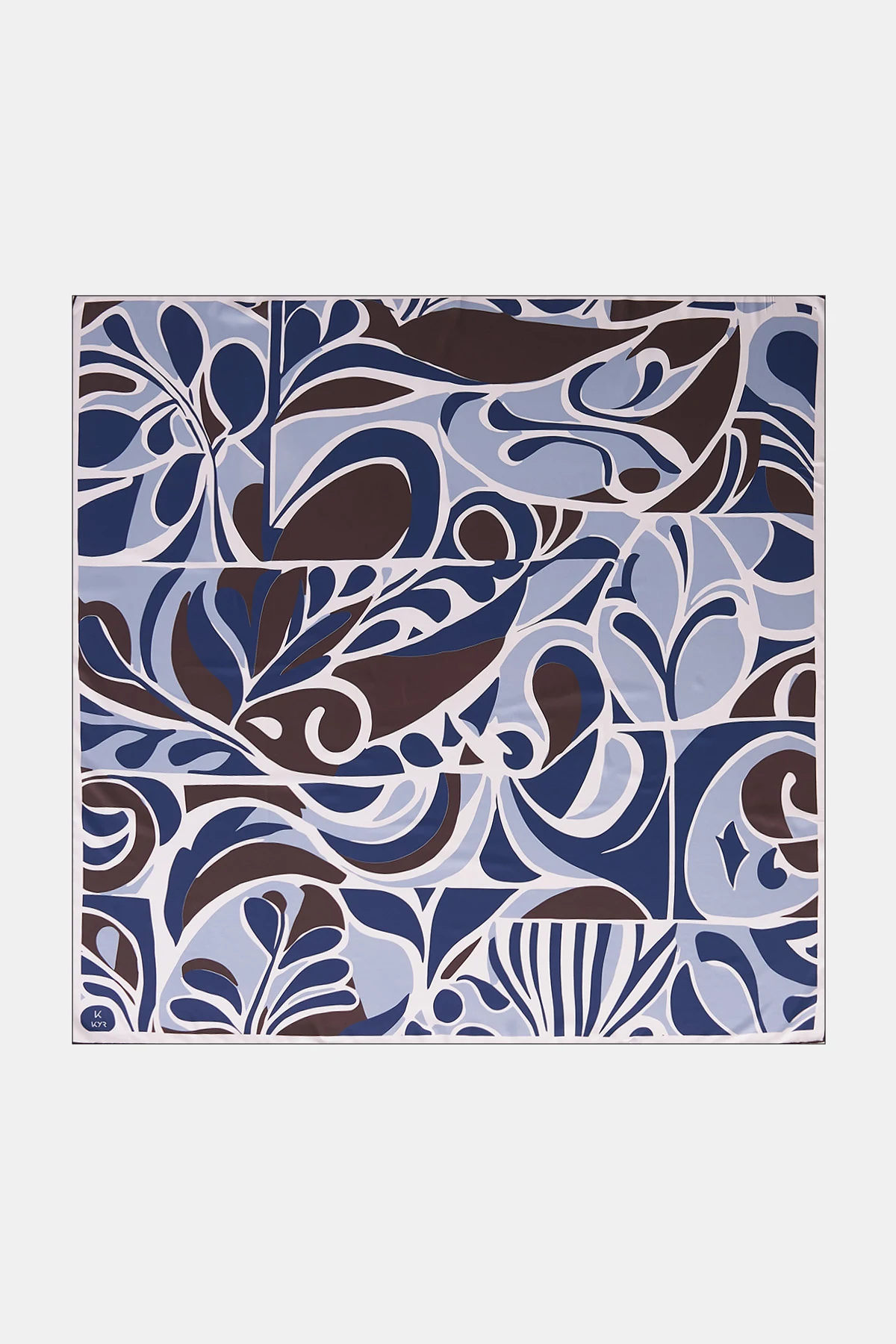 Botanical Patterned Scarf Navy-Brown