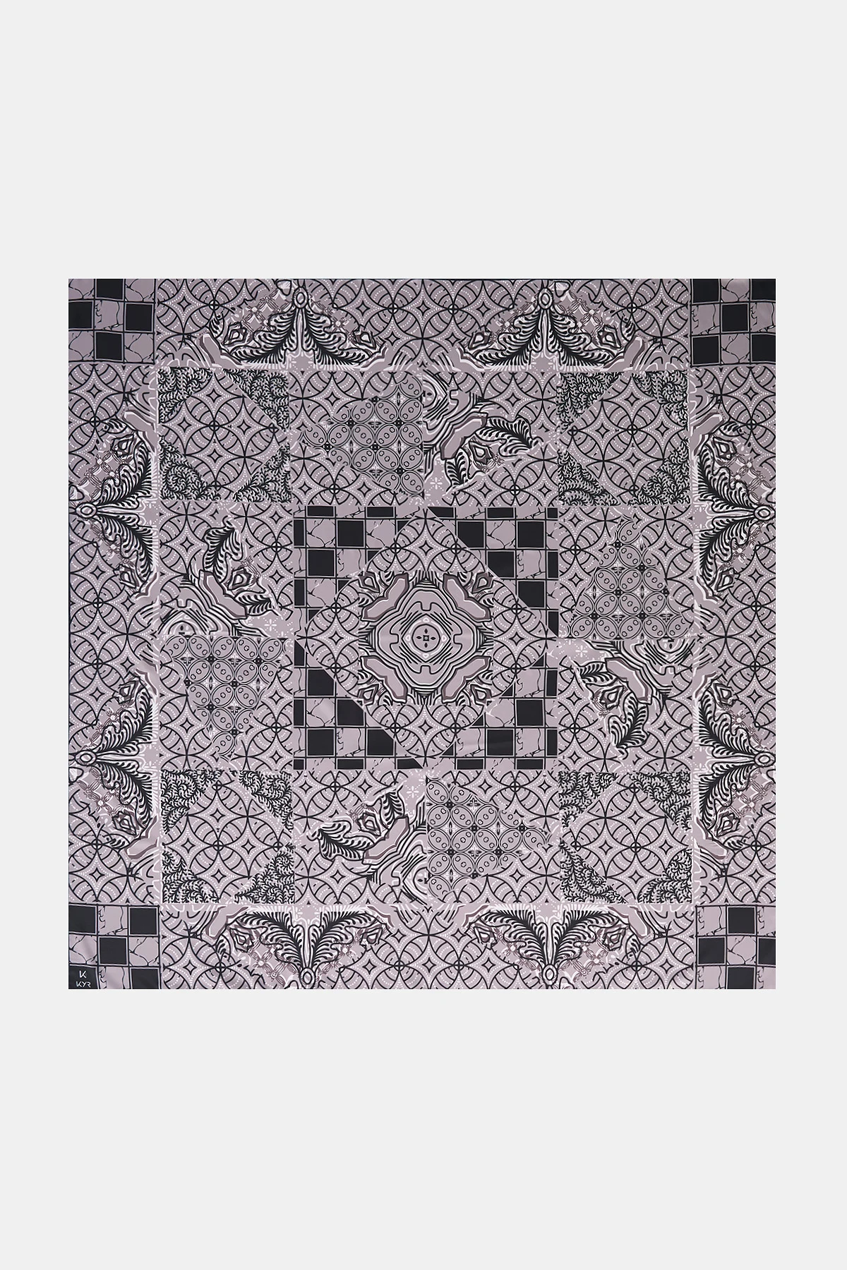 Ethnic Pattern Twill Scarf Black