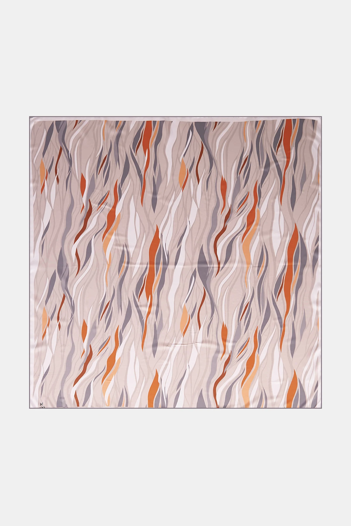 Wave Pattern Twill Scarf Beige-Mustard