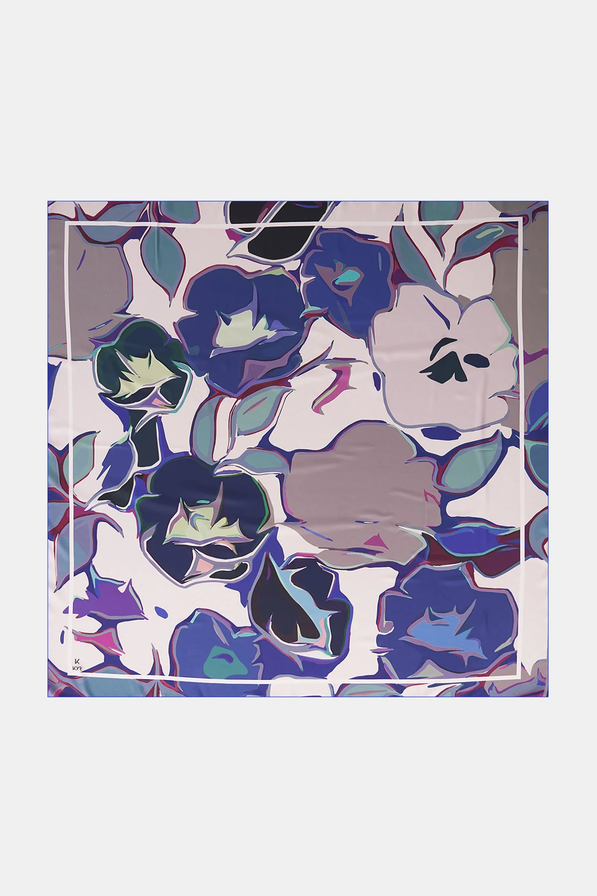 Floral Patterned Scarf Navy-Stone