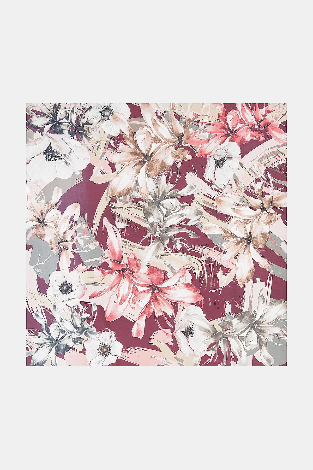 Large Floral Patterned Scarf Plum